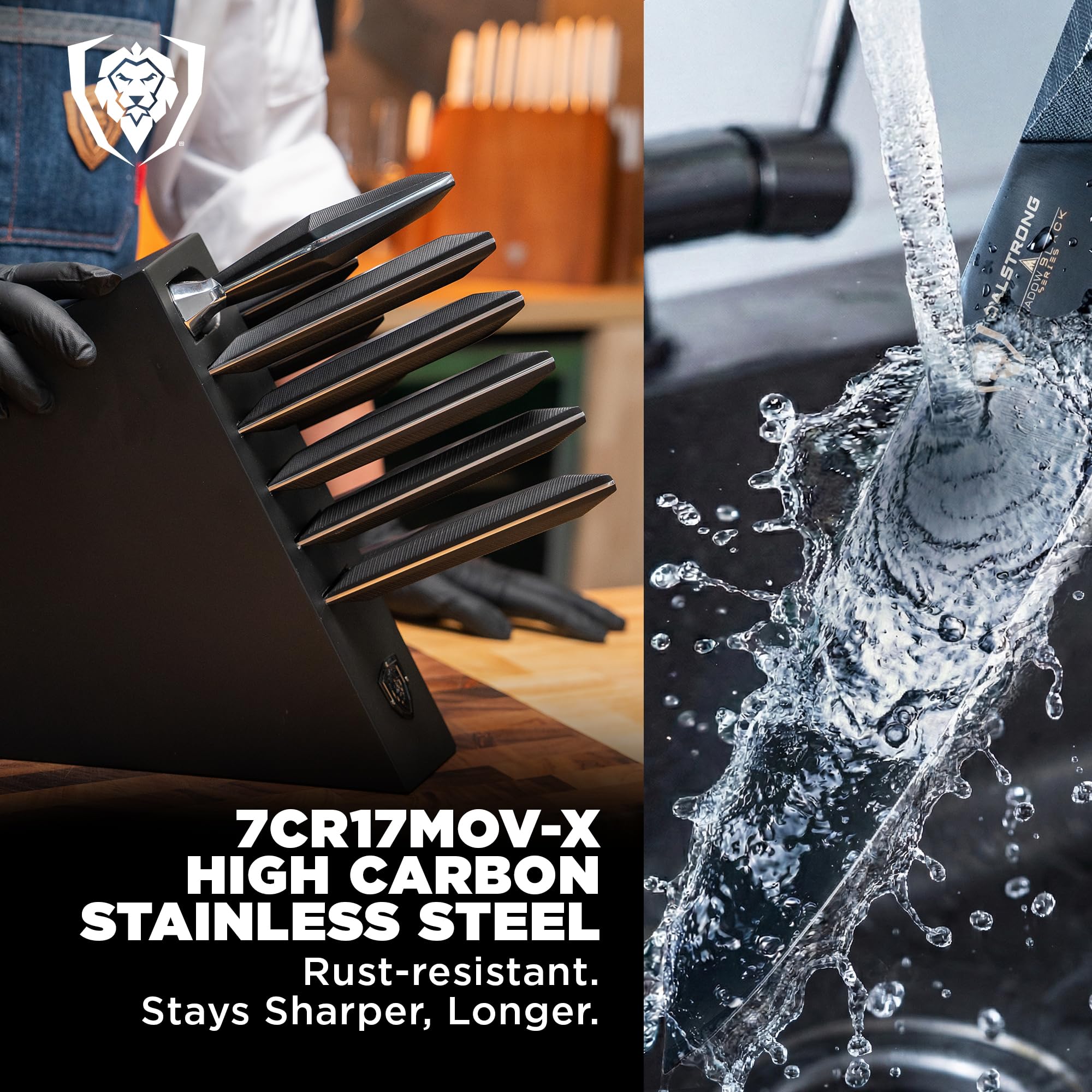 Dalstrong 12-Piece Professional Knife Block Set - Shadow Black Series - Black Titanium Nitride Coated - High-Carbon Stainless Steel with Block - NSF Certified Premium Kitchen Set - Image 3