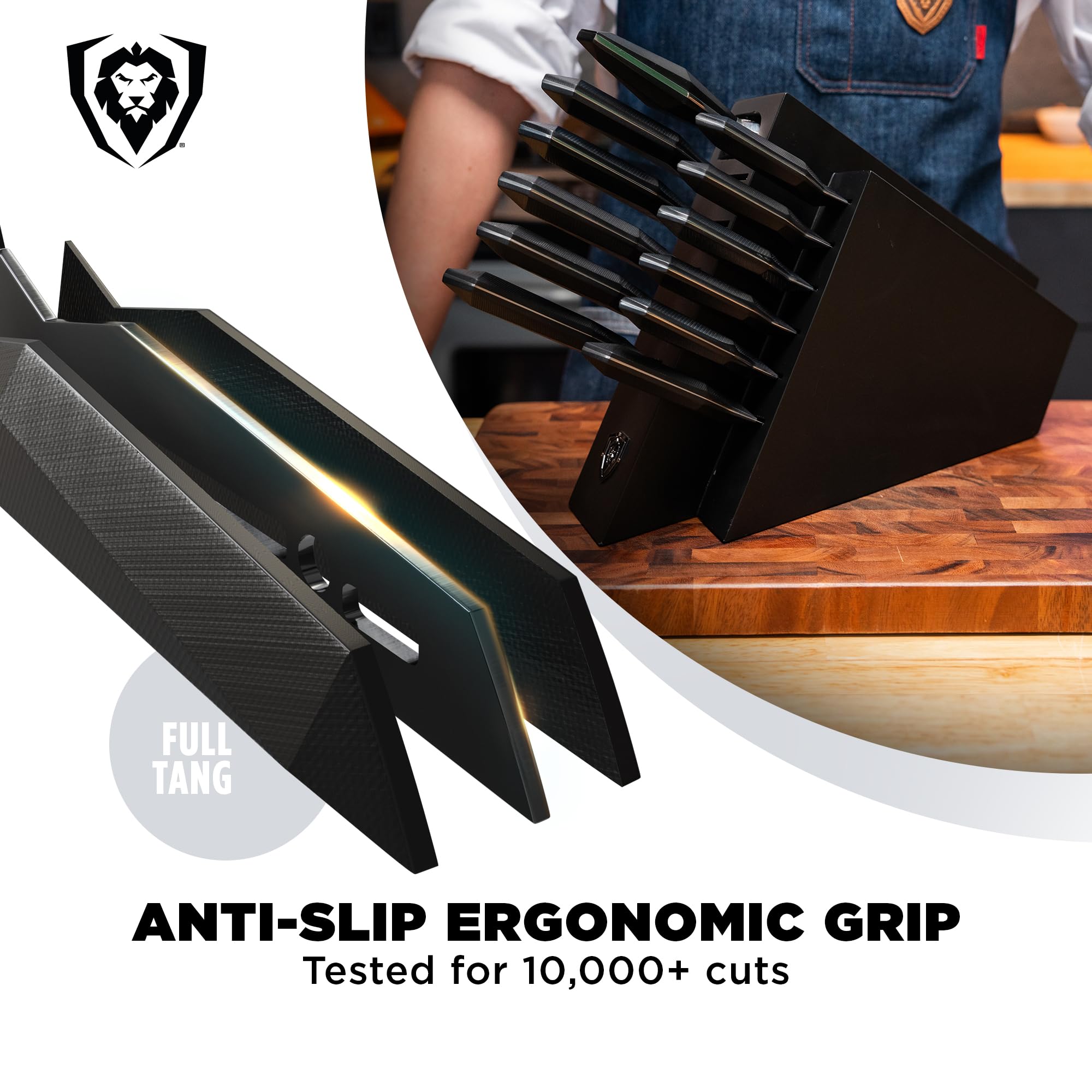 Dalstrong 12-Piece Professional Knife Block Set - Shadow Black Series - Black Titanium Nitride Coated - High-Carbon Stainless Steel with Block - NSF Certified Premium Kitchen Set - Image 4