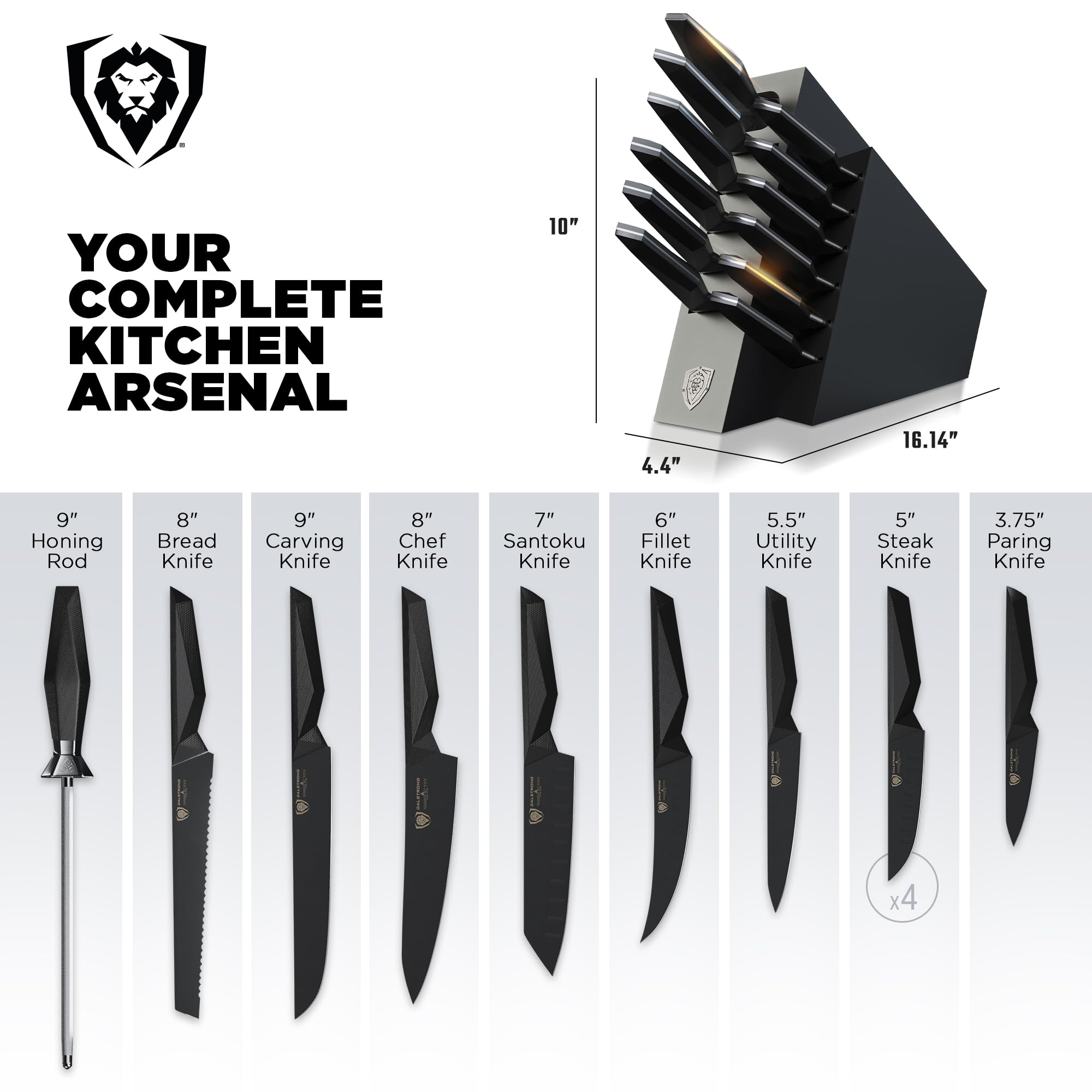 Dalstrong 12-Piece Professional Knife Block Set - Shadow Black Series - Black Titanium Nitride Coated - High-Carbon Stainless Steel with Block - NSF Certified Premium Kitchen Set - Image 5