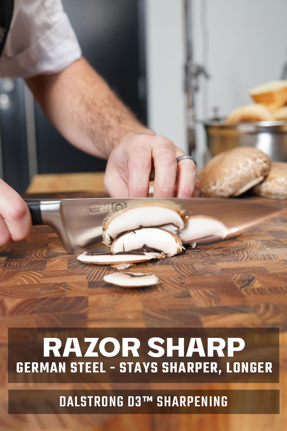 DALSTRONG 18-piece Gladiator Series Knife Block & Whetstone Grit Set - German HC Steel Blades - Acacia Wood Stand - White ABS Handles - NSF Certificate - Premium Corundum Thick Sharpening Stones - Image 3