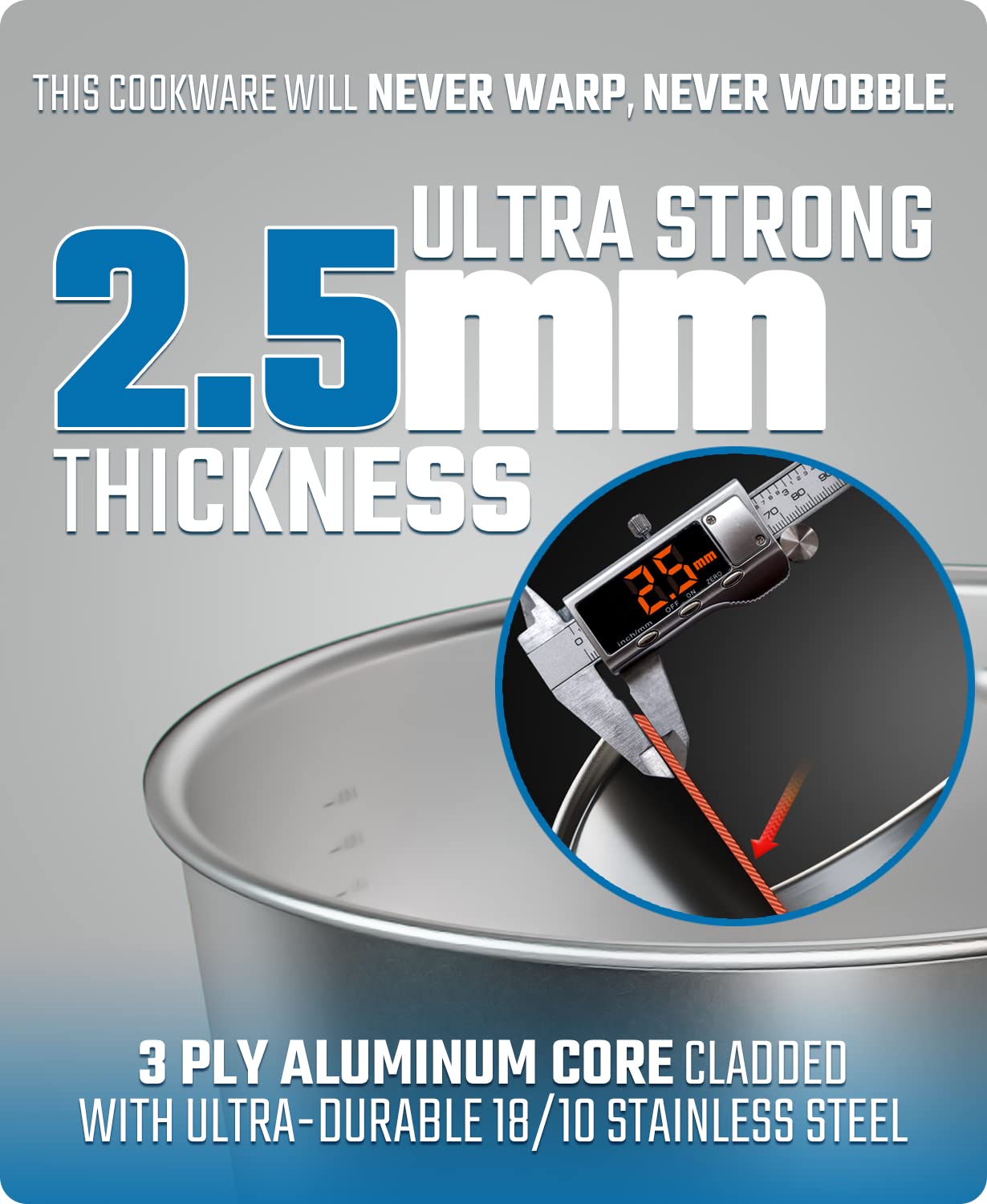 DALSTRONG 3 QT Stock Pot - The Oberon Series - 3-Ply Aluminum Core Cookware - Silver - w/Lid & Pot Protector - Image 3