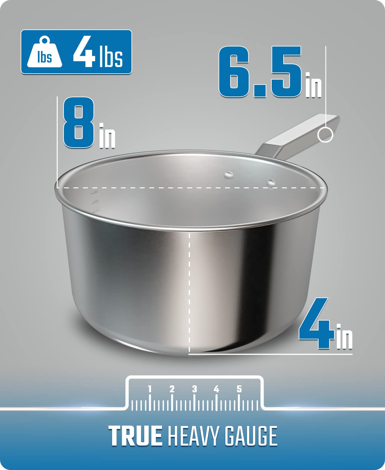DALSTRONG 3 QT Stock Pot - The Oberon Series - 3-Ply Aluminum Core Cookware - Silver - w/Lid & Pot Protector - Image 4