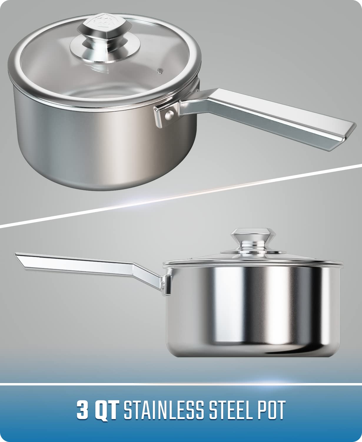 DALSTRONG 3 QT Stock Pot - The Oberon Series - 3-Ply Aluminum Core Cookware - Silver - w/Lid & Pot Protector - Image 5