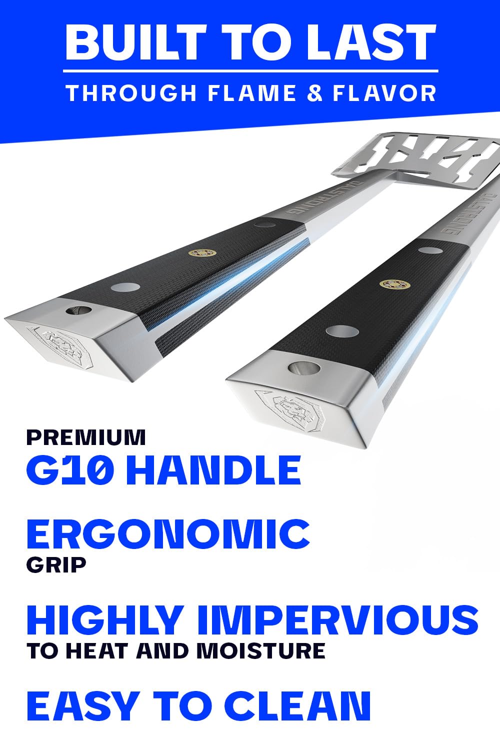 DALSTRONG 4-Piece Professional BBQ Pitmaster Grill Set - Premium High-Carbon Stainless Steel Grilling - 18 inch Length - Silicone Brush, Spatula, Tongs, Fork - G10 Handles - Image 3