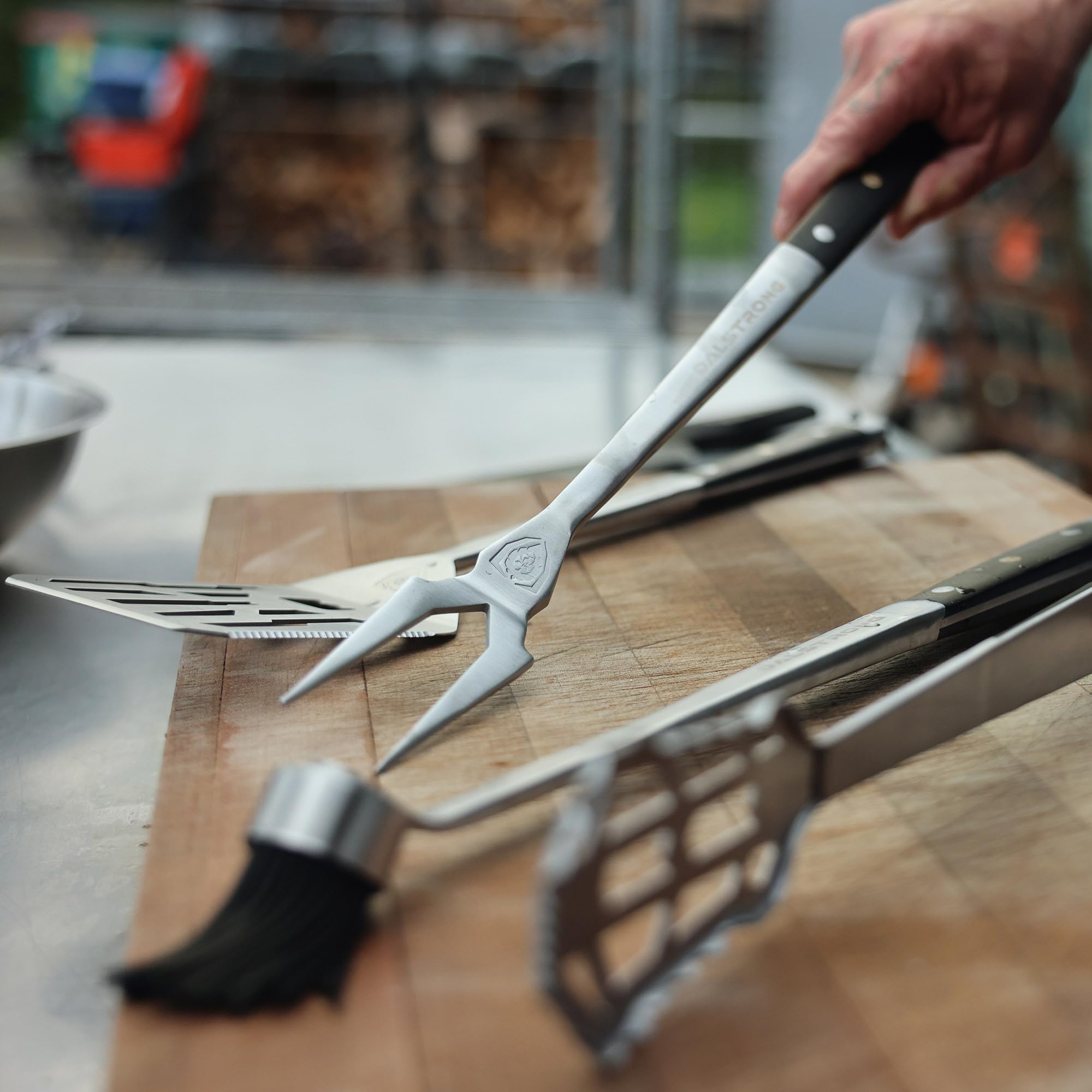 DALSTRONG 4-Piece Professional BBQ Pitmaster Grill Set - Premium High-Carbon Stainless Steel Grilling - 18 inch Length - Silicone Brush, Spatula, Tongs, Fork - G10 Handles - Image 7