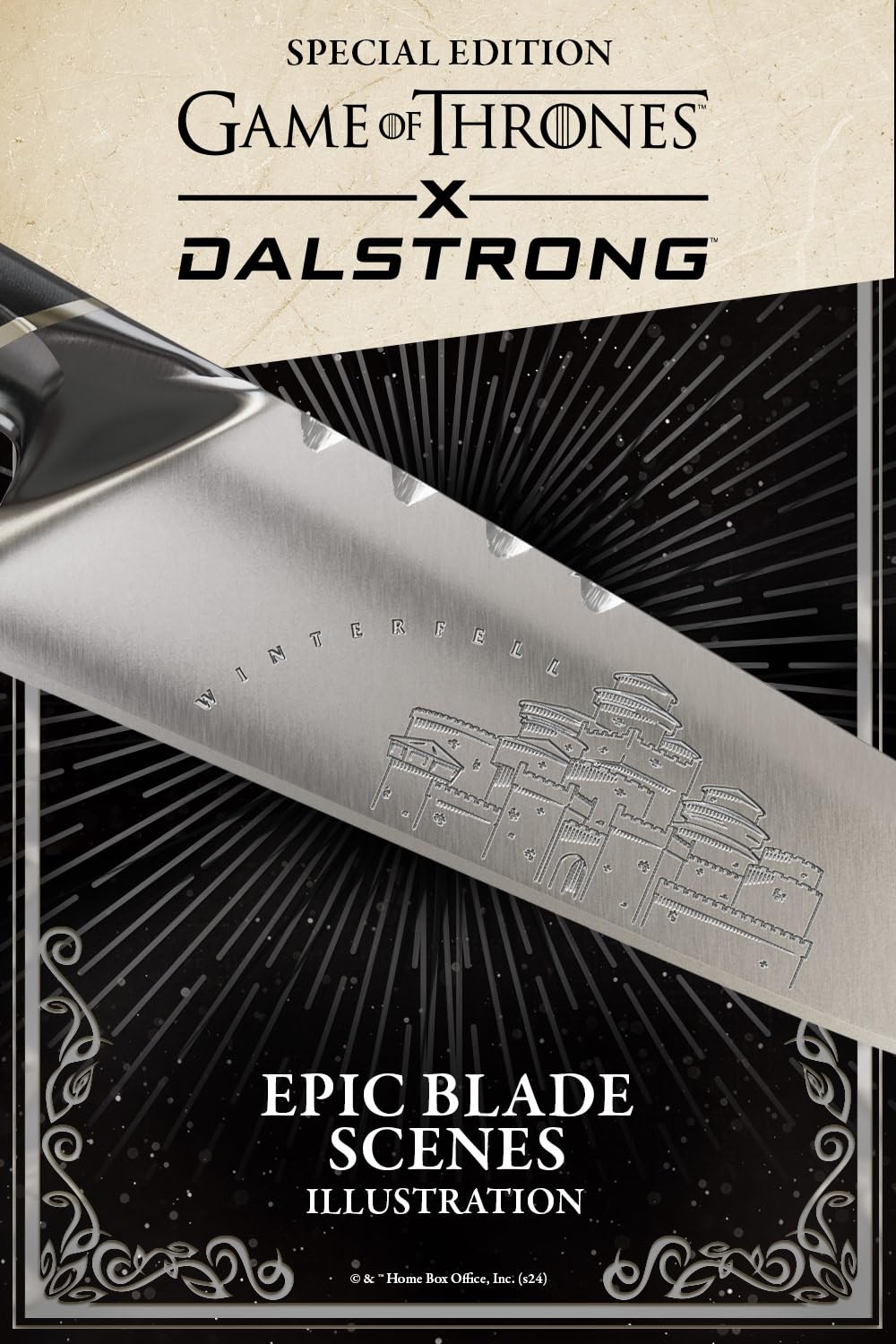 Dalstrong 8 Inch Chef Knife - Game of Thrones House Stark Edition - German Premium Steel - Professional G10 Handle - with Sheath - Image 3