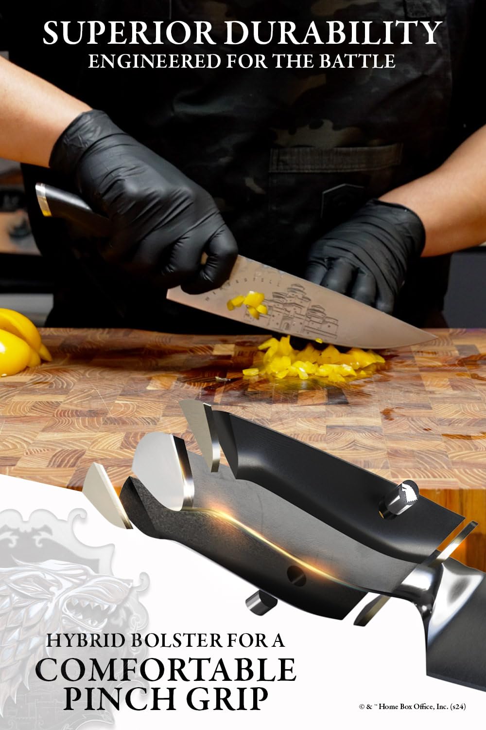 Dalstrong 8 Inch Chef Knife - Game of Thrones House Stark Edition - German Premium Steel - Professional G10 Handle - with Sheath - Image 5