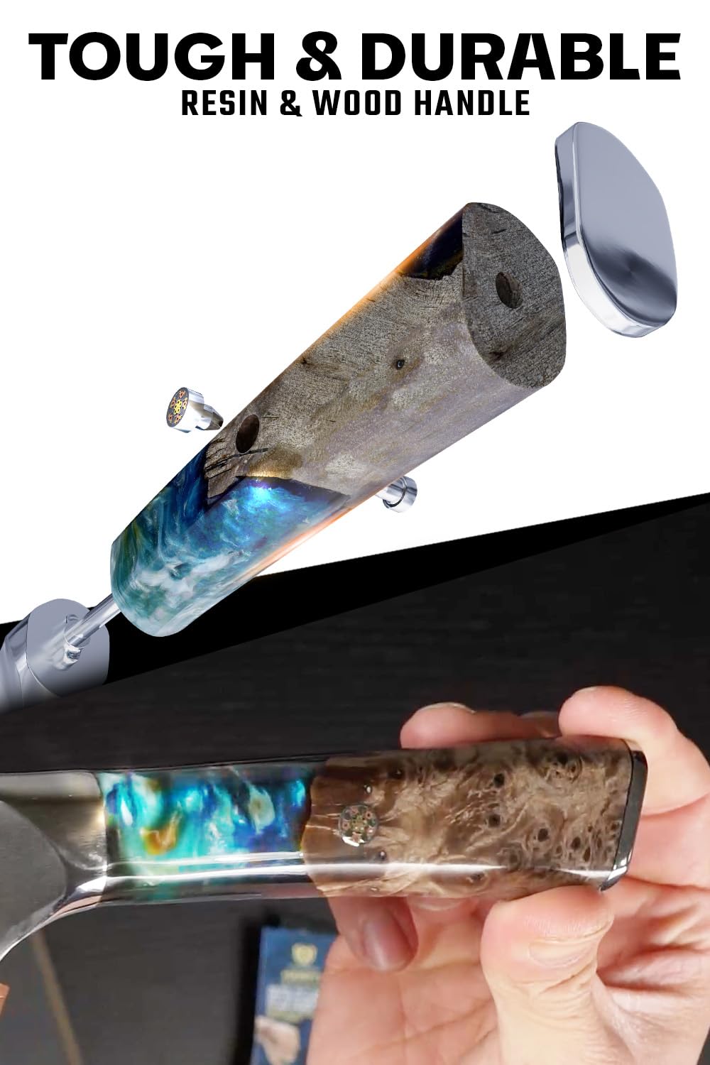 Dalstrong BBQ Pitmaster Knife - 8 inch - Valhalla Series - Forked Tip & Bottle Opener - HC Steel - Celestial Resin & Wood Handle - Breaking Knife - w/Leather Sheath - Image 3