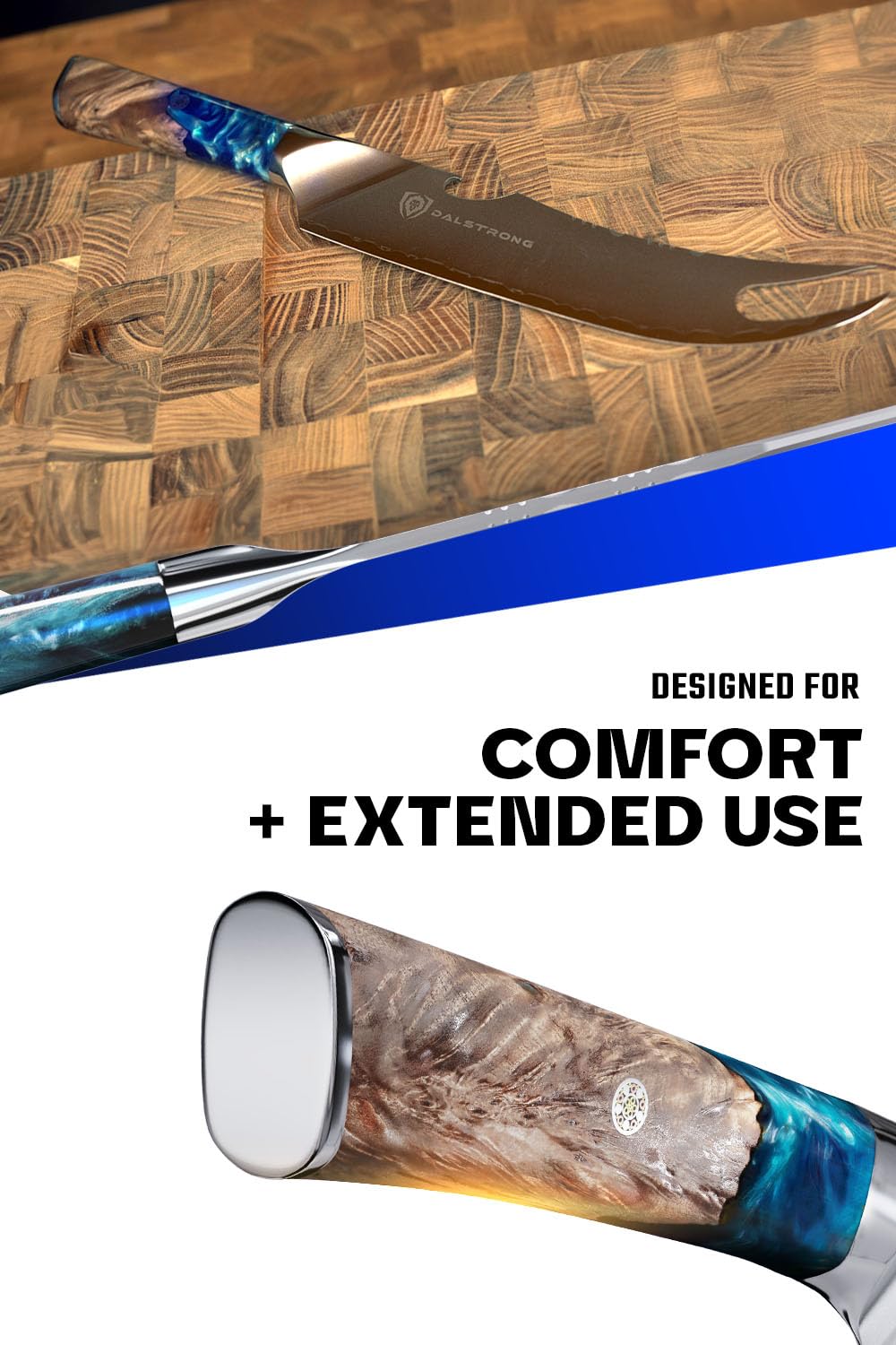 Dalstrong BBQ Pitmaster Knife - 8 inch - Valhalla Series - Forked Tip & Bottle Opener - HC Steel - Celestial Resin & Wood Handle - Breaking Knife - w/Leather Sheath - Image 4