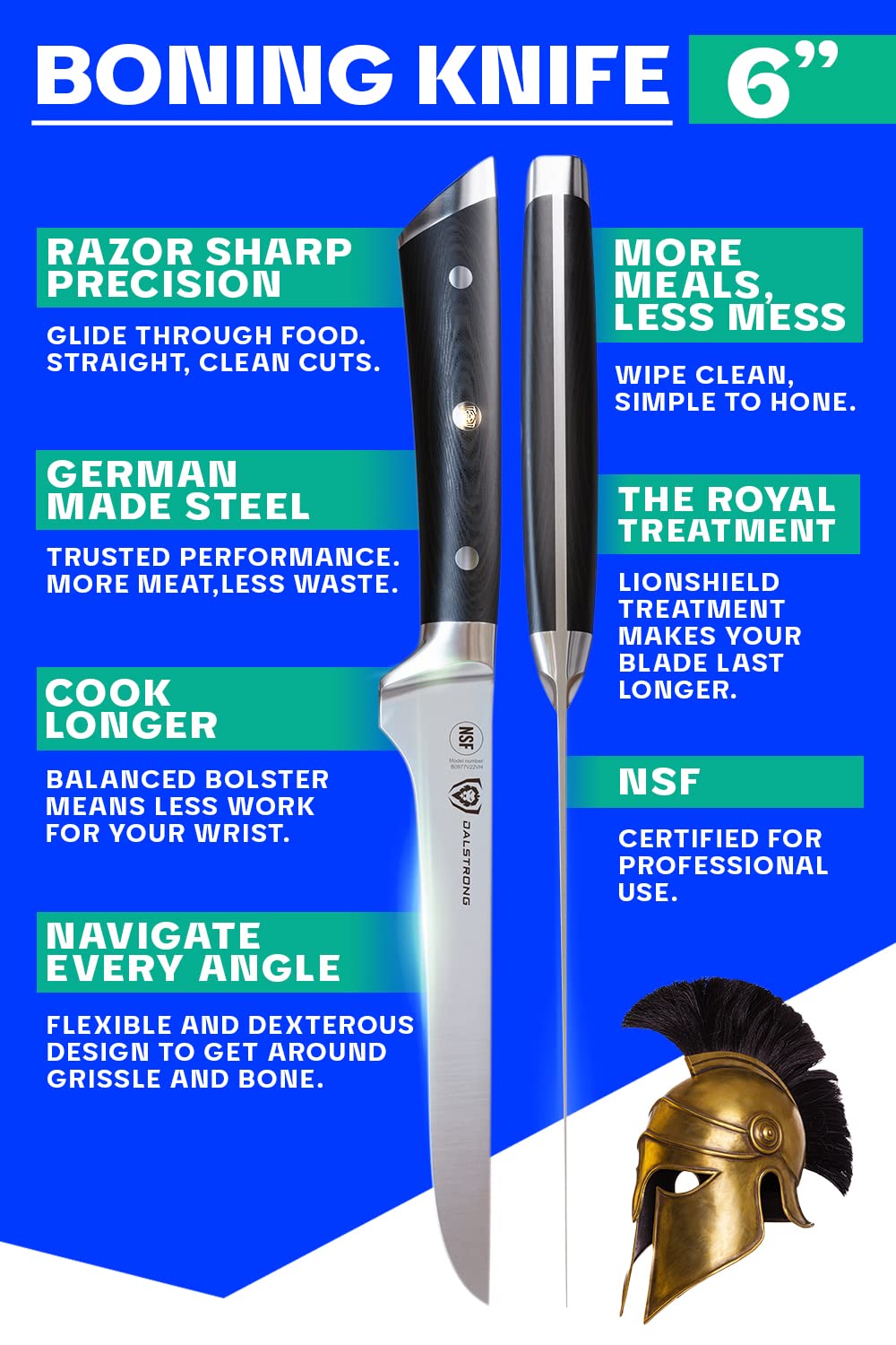 Dalstrong Boning Knife - 6 inch - Gladiator Series Elite - Forged German High-Carbon Steel Kitchen Knife - Razor Sharp - Black G10 Handle - w/Sheath - NSF Certified - Image 4