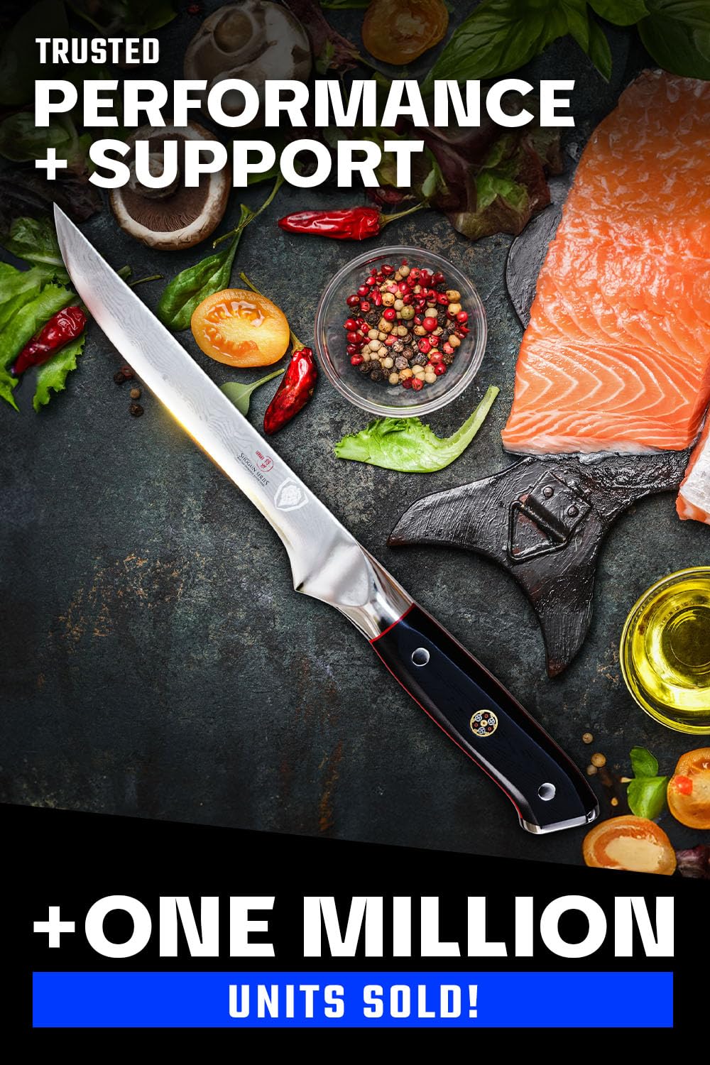 Dalstrong Boning Knife - 6 inch - Shogun Series ELITE - Damascus - AUS-10V Japanese Steel - Fillet Knife Gift - Carving, Boning, Trimming, Deboning - Black G10 Handle - Sheath Included - Image 5