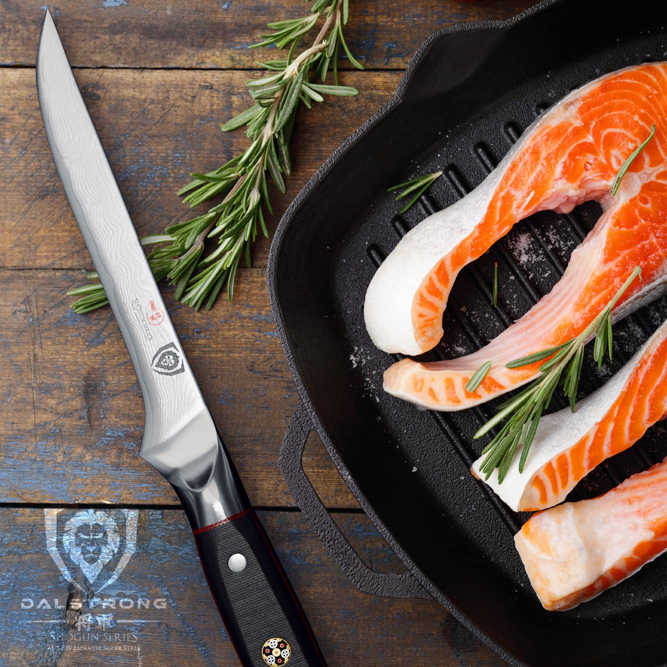 Dalstrong Boning Knife - 6 inch - Shogun Series ELITE - Damascus - AUS-10V Japanese Steel - Fillet Knife Gift - Carving, Boning, Trimming, Deboning - Black G10 Handle - Sheath Included - Image 7