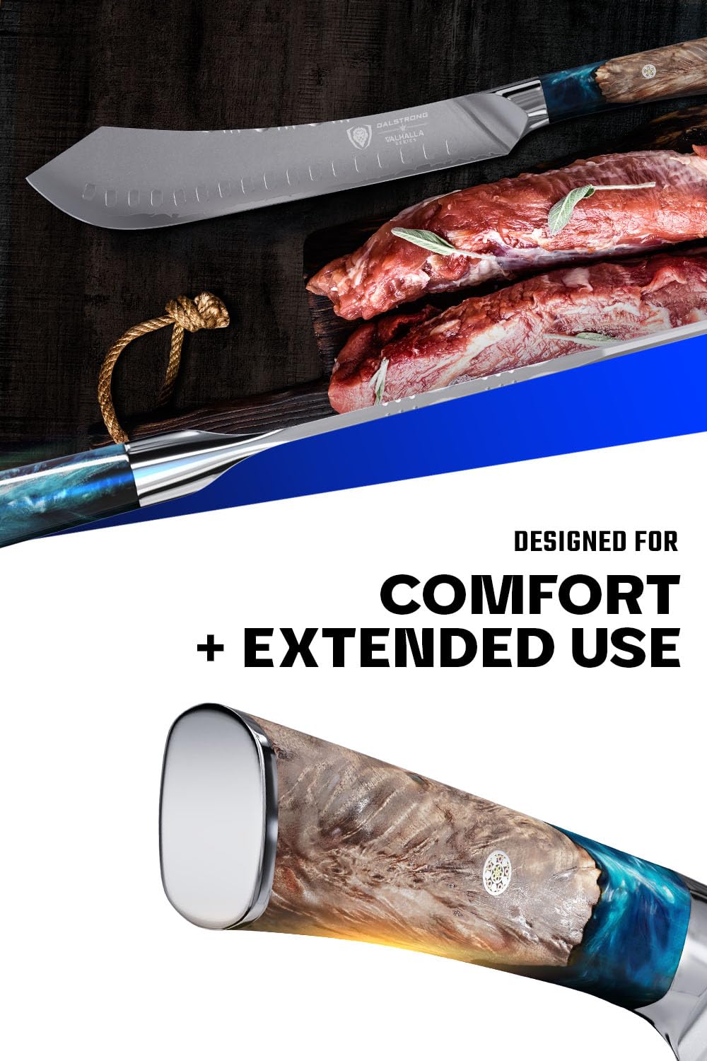 Dalstrong Bull-Nose Butcher Knife - 10 inch - Valhalla Series - 9CR18MOV HC Steel Kitchen Knife - Celestial Resin & Wood Handle - Razor Sharp BBQ Meat Knife Gift - Breaking Knife - Leather Sheath - Image 4