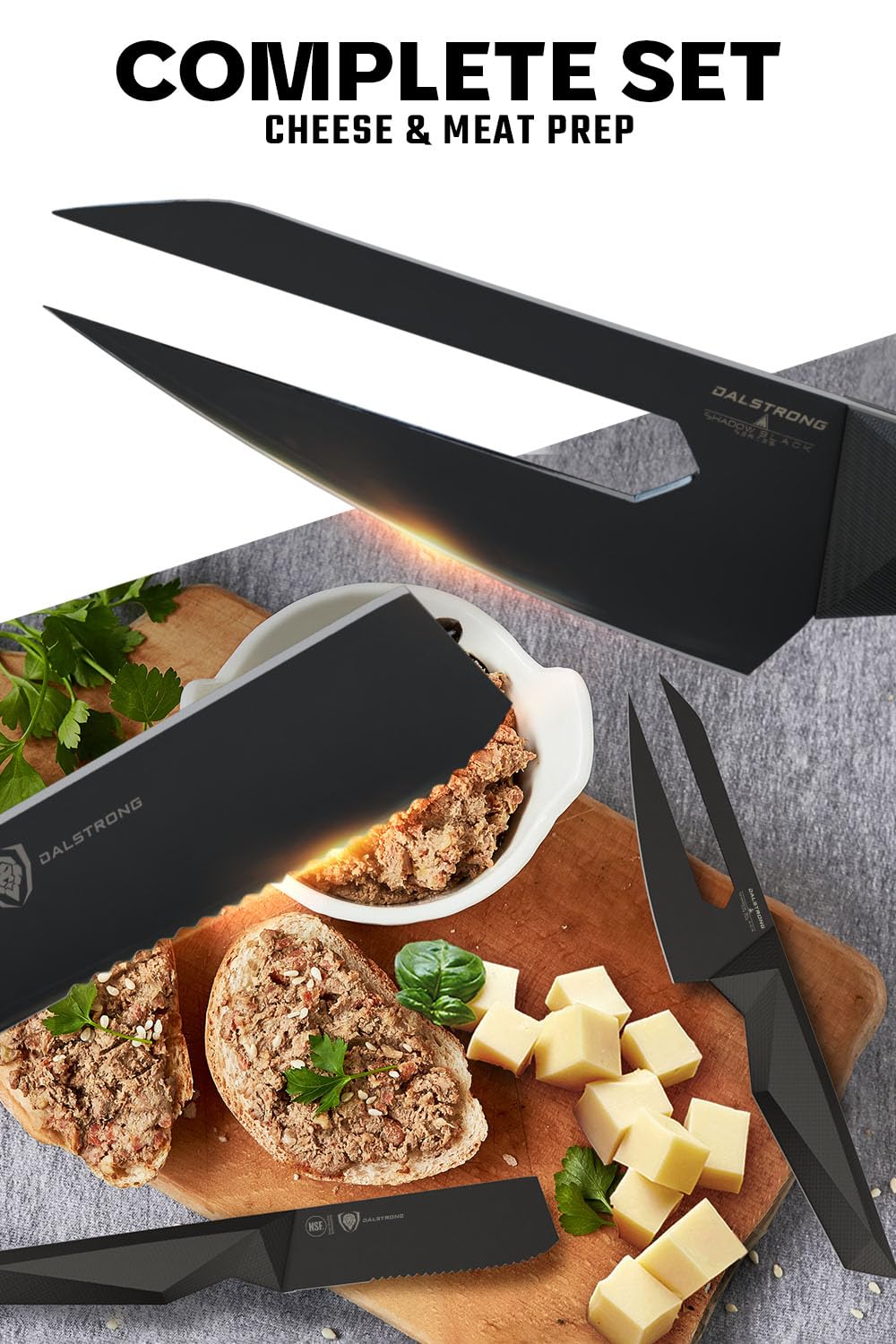 DALSTRONG Cheese Knife Set - 4-Piece - Shadow Black Series - Black Titanium Nitride Coated - High Carbon - 7CR17MOV-X Vacuum Treated Steel Cheese Knives Set - Sheath - Soft Hard Cheese - NSF Certified - Image 3