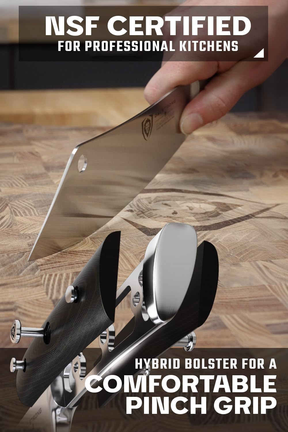 Dalstrong Chef & Cleaver Knife - 8 inch - The Crixus - Gladiator Series Elite - German HC Steel - Hybrid Razor Sharp Kitchen Knife - Black G10 Handle - w/Sheath - Chef Knife - NSF Certified - Image 4