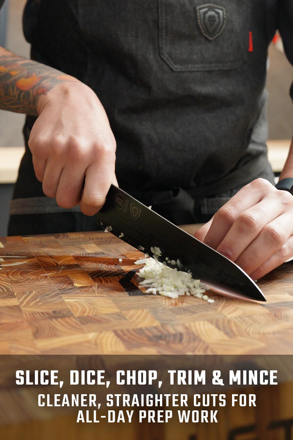 Dalstrong Chef Knife - 8 inch - Shadow Black Series - Black Titanium Nitride Coated - Razor Sharp Kitchen Knife - High Carbon 7CR17MOV-X Vacuum Treated Steel - Sheath - NSF Certified - Image 4