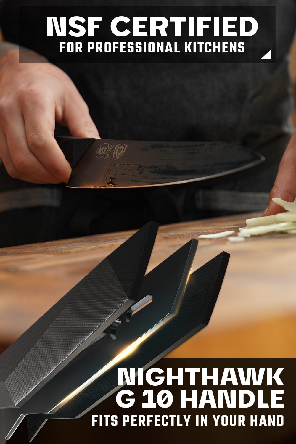 Dalstrong Chef Knife - 8 inch - Shadow Black Series - Black Titanium Nitride Coated - Razor Sharp Kitchen Knife - High Carbon 7CR17MOV-X Vacuum Treated Steel - Sheath - NSF Certified - Image 5