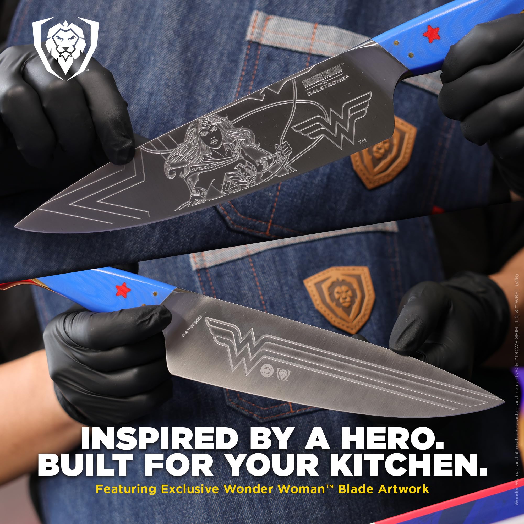 Dalstrong Chef Knife - 8 inch - Wonder Woman™ Official License - Premium German X50CRMOV15 Stainless Steel - Etched DC Artwork - G10 Handle - Full Tang Cooking Knife - Leather Sheath - Image 5
