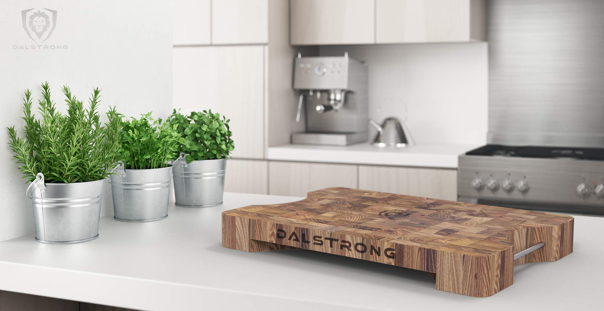 Dalstrong Cutting Board-Lionswood End-Grain Teak-16" x 12"-Steel Carrying Handles-Serving Board - Large Cutting Boards For Kitchen-Chopping Meat Cutting Board-Two Sizes - Image 6