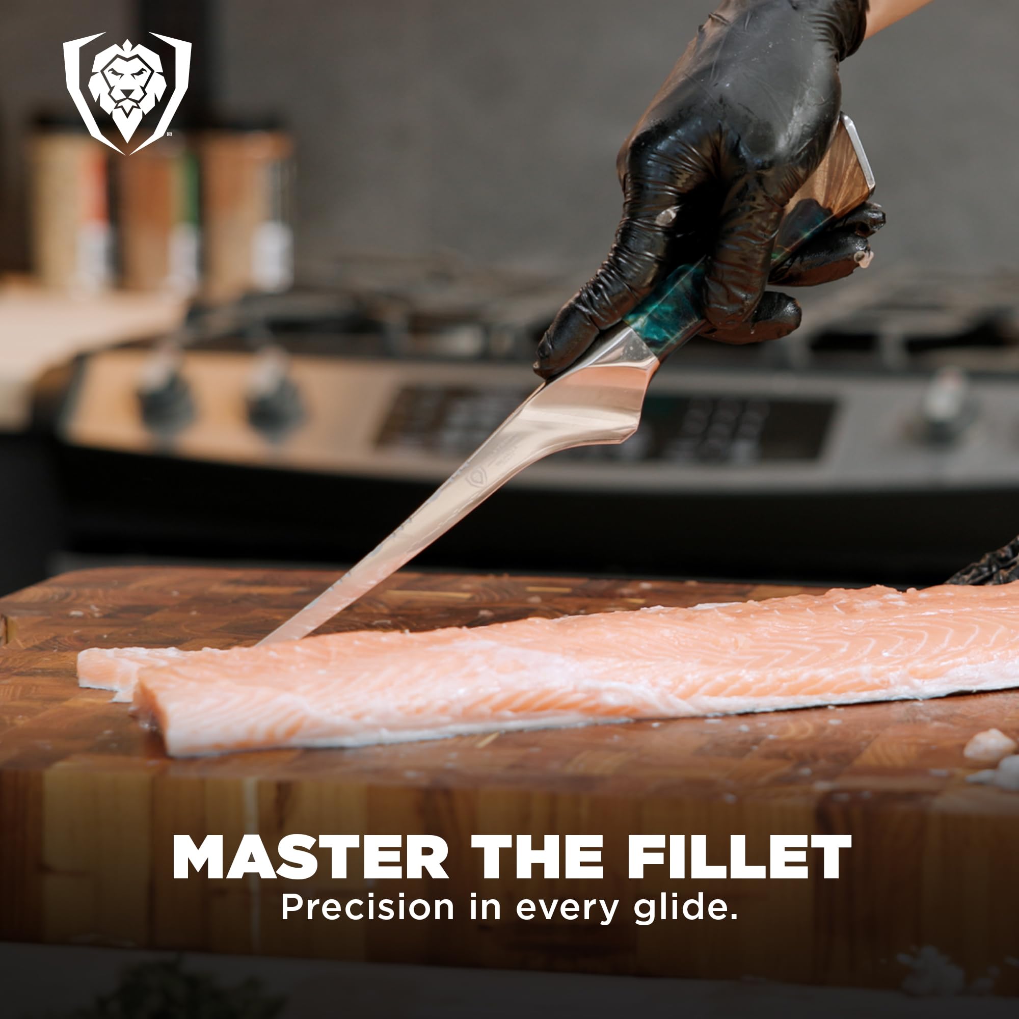 Dalstrong Fillet Knife - 7 inch Flexible Blade - Valhalla Series - Celestial Resin & Wood Handle Gift Knife - Fish Meat Cutting, Carving, Bone, Trimming, Deboning - Leather Sheath Included - Image 5