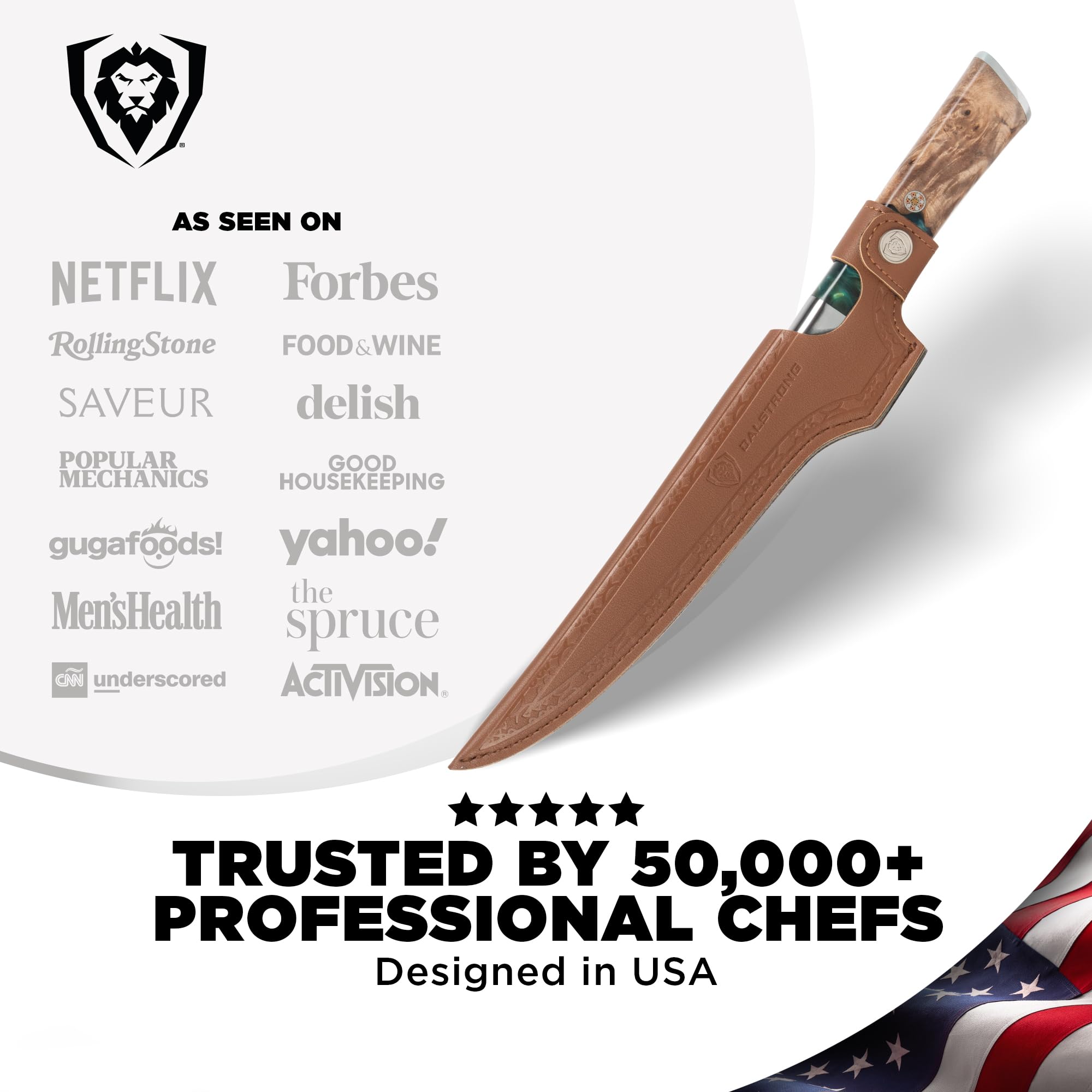 Dalstrong Fillet Knife - 7 inch Flexible Blade - Valhalla Series - Celestial Resin & Wood Handle Gift Knife - Fish Meat Cutting, Carving, Bone, Trimming, Deboning - Leather Sheath Included - Image 6