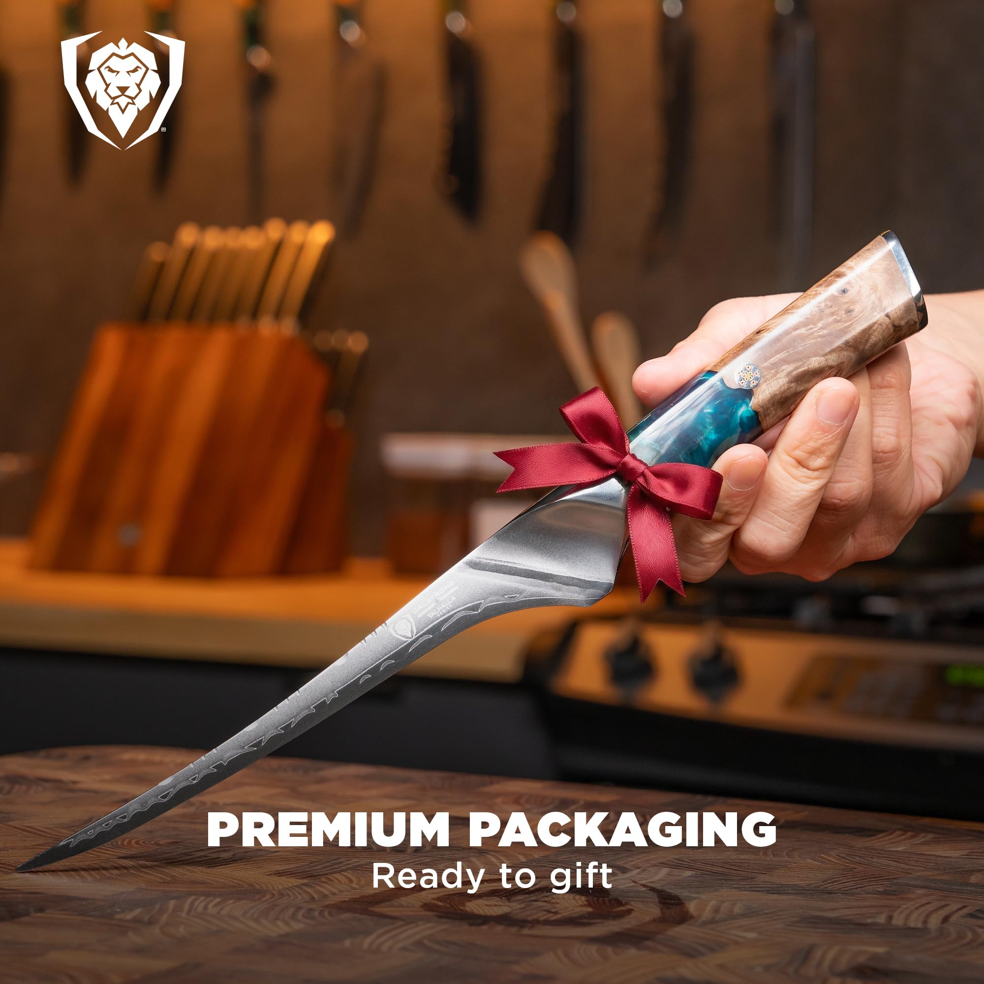 Dalstrong Fillet Knife - 7 inch Flexible Blade - Valhalla Series - Celestial Resin & Wood Handle Gift Knife - Fish Meat Cutting, Carving, Bone, Trimming, Deboning - Leather Sheath Included - Image 7