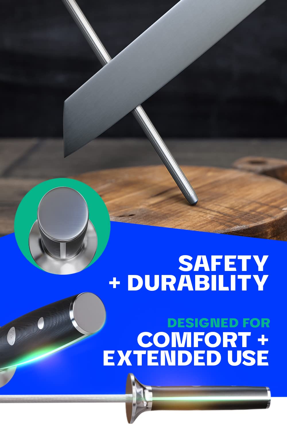 Dalstrong Honing Rod - 10 inch - Gladiator Series Elite - HC Stainless Steel - G10 Garolite Handle - Kitchen Knife Sharpener Chef Knife Polish Gift- Professional Honing Steel- NSF Certified - Image 5