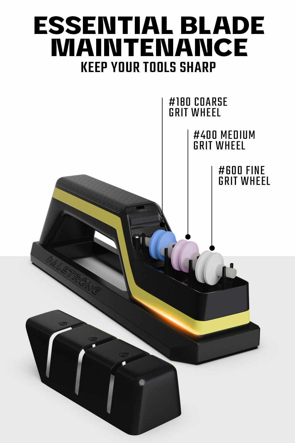 Dalstrong Hornet Kitchen Knife Sharpener - All Purpose Sharpener Refillable Water - Aluminum Alloy & Premium ABS - #180 Coarse, #400 Medium, #600 Fine Ceramic Wheels Blade Sharpening Kit Stone - Image 5
