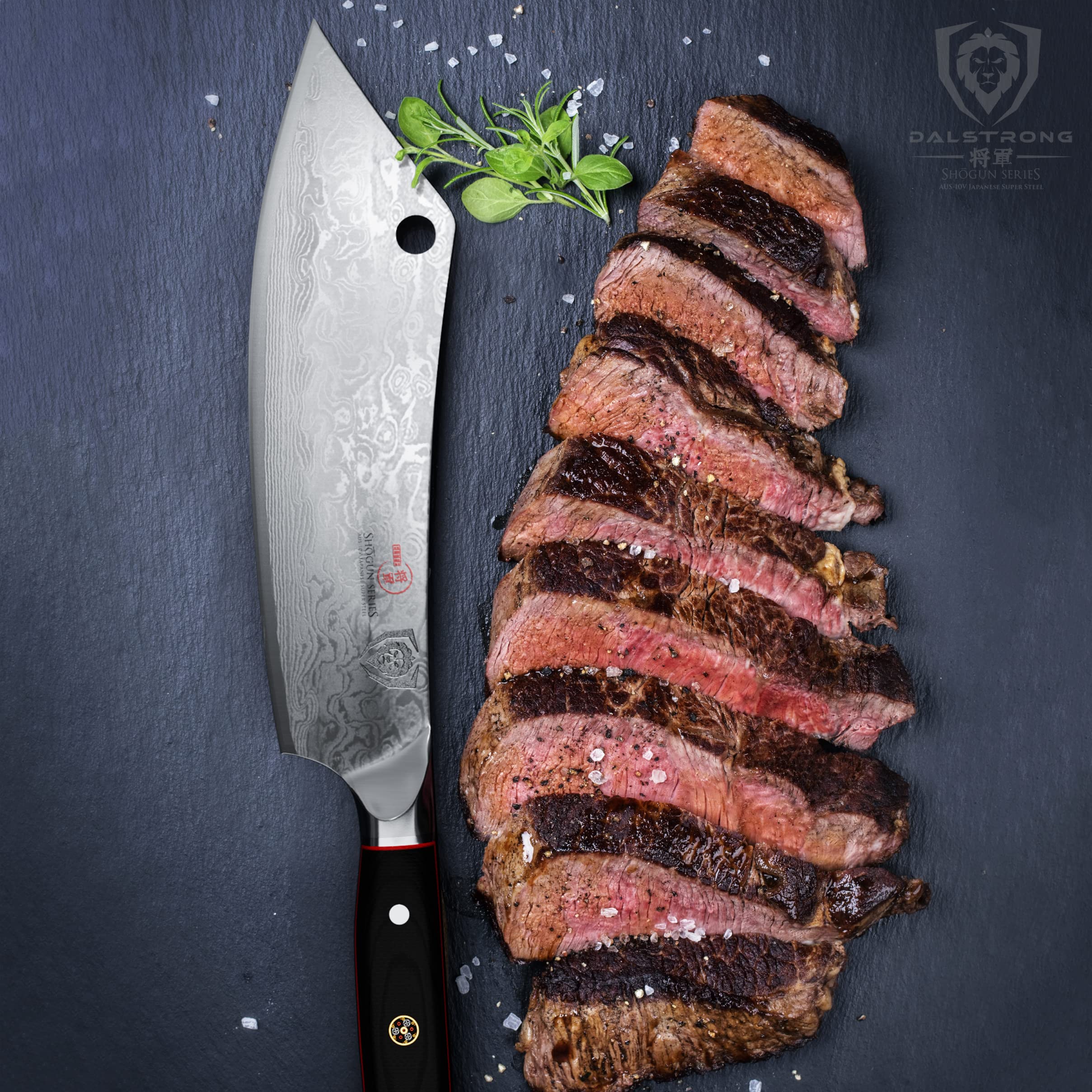 DALSTRONG Hybrid Cleaver & 8" Chef Knife - Shogun Series ELITE - The 'Crixus' - Japanese AUS-10V Super Steel Kitchen Knife - Black Handle - Razor Sharp Knife - Meat Cleaver Heavy Duty - w/Sheath Cover - Image 8