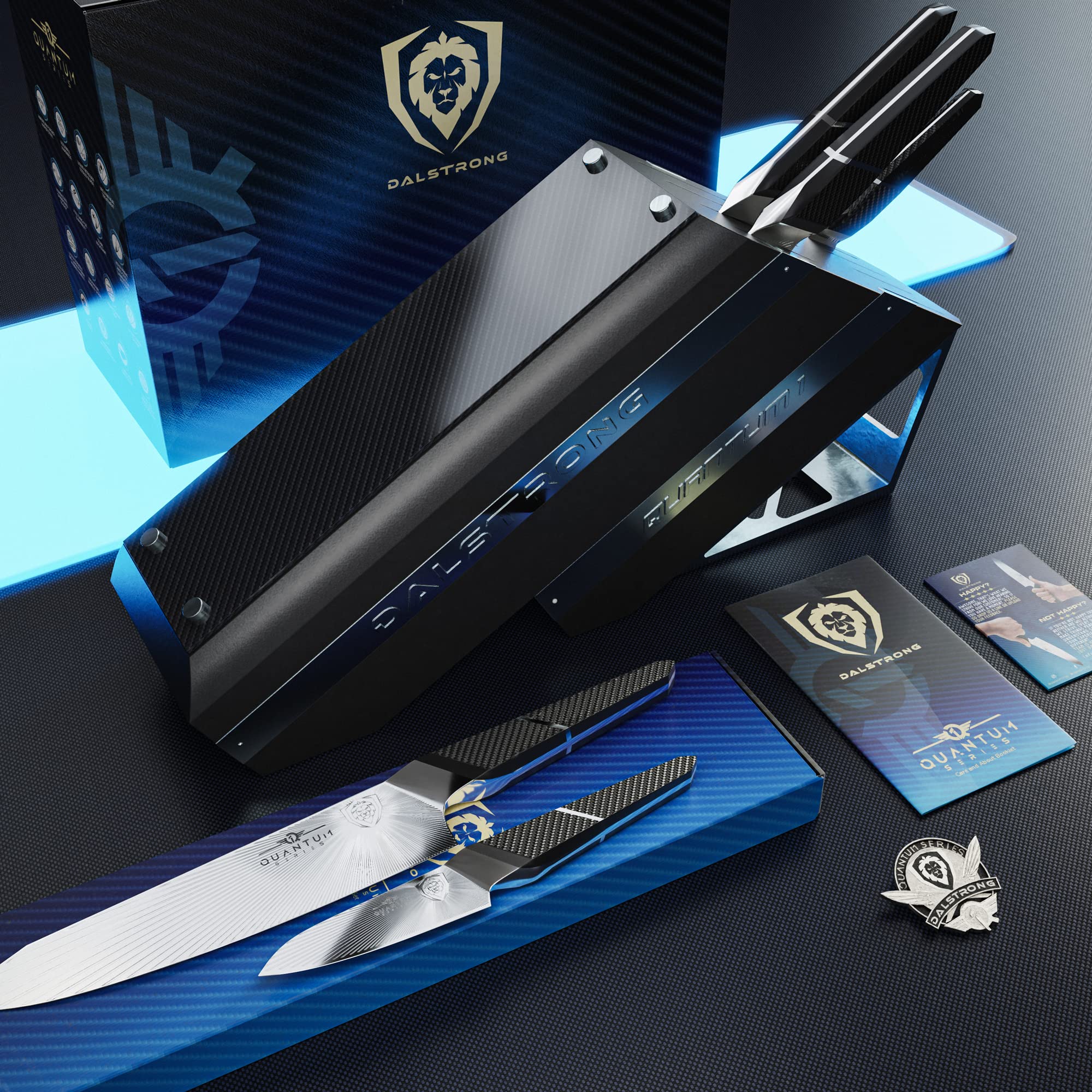 Dalstrong Knife Block Set - 5 Piece - Quantum 1 Series - American Forged BD1N-VX Hyper Steel - Carbon Fibre G10 Hybrid Handle - Professional Kitchen Set - Knife Set - Image 5