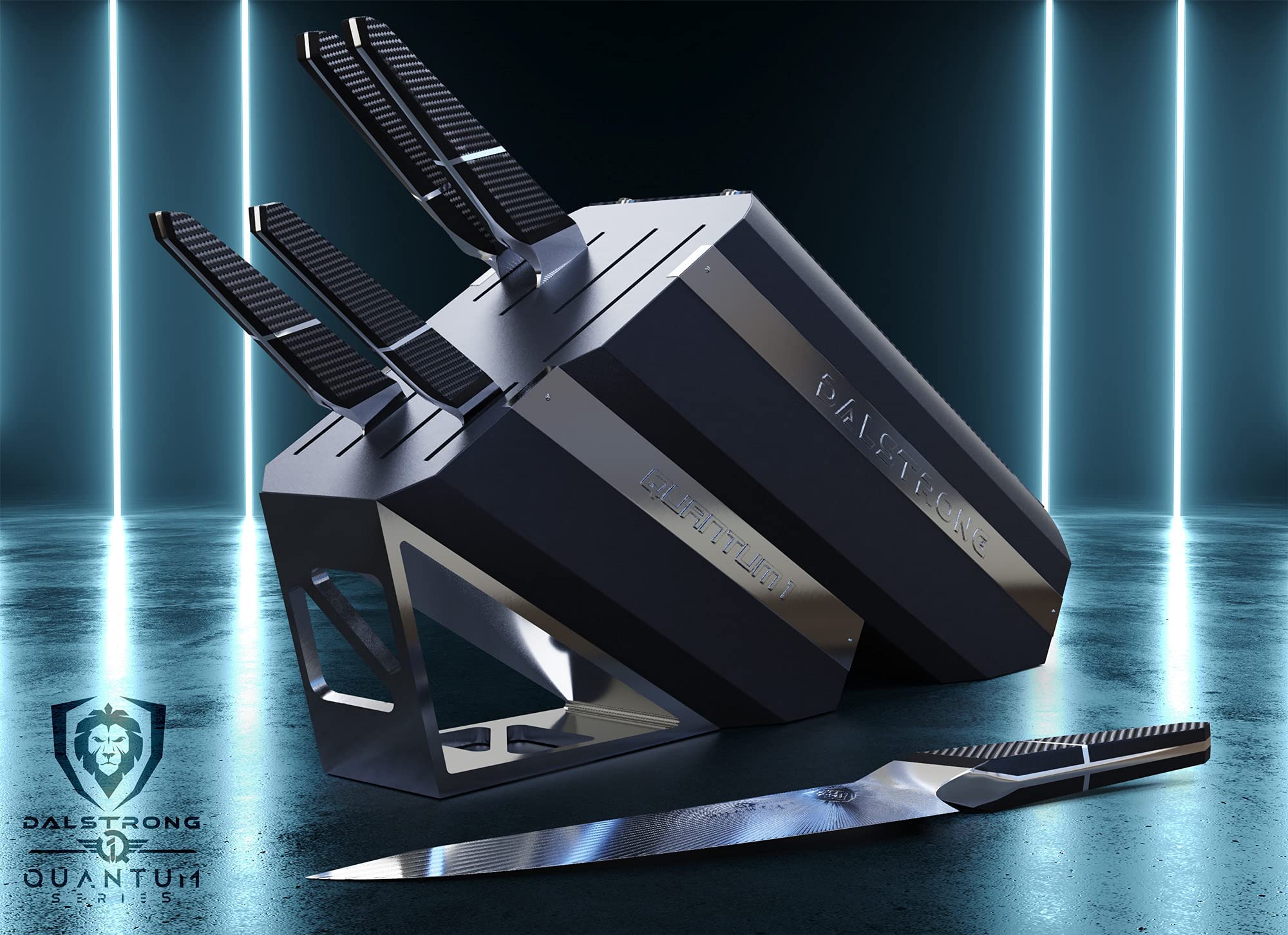 Dalstrong Knife Block Set - 5 Piece - Quantum 1 Series - American Forged BD1N-VX Hyper Steel - Carbon Fibre G10 Hybrid Handle - Professional Kitchen Set - Knife Set - Image 6