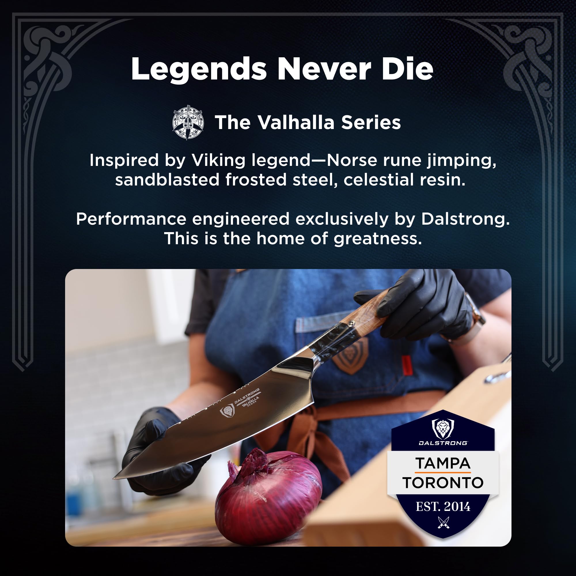 DALSTRONG Knife Block Set - 5 Piece - Valhalla Series - Ravenstone Black Blade Titanium Coated - Premium 9CR18MOV HC Steel - Resin & Wood Handle - Razor Sharp - Kitchen Cooking Chef's Knife - Image 5