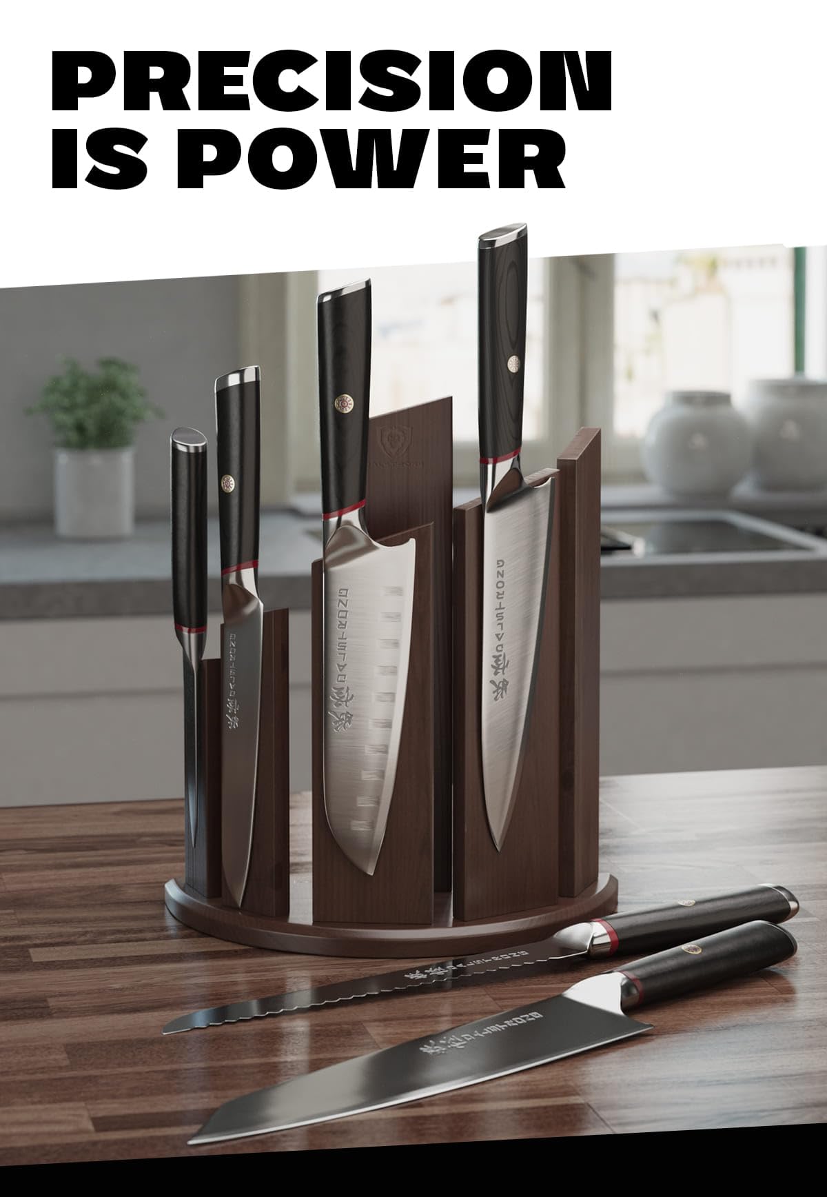 Dalstrong Knife Block Set -6pc- Magnetic Knife Stand-Phantom Series-Japanese High-Carbon AUS8 Steel-Knife Kitchen Set-Pakkawood Handle-Men's Valentines Gift - Image 4