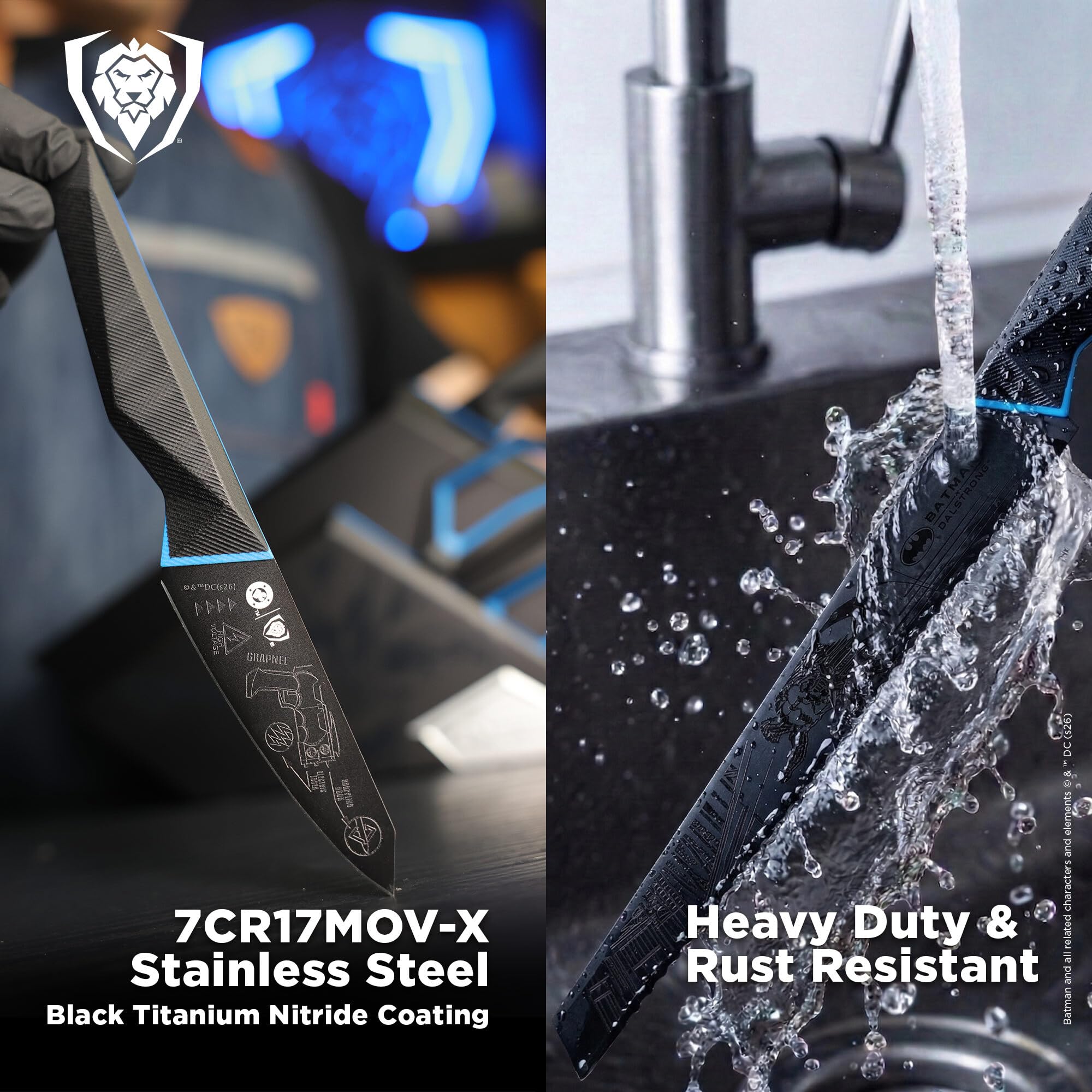 DALSTRONG Knife Block Set - BATMAN™ Edition - Shadow Black Edition - High Carbon 7Cr17MoV Steel - Black Titanium Kitchen Knife - Collection Item - G10 Handles - Chef's Knife Cooking Chef Knife - Image 3