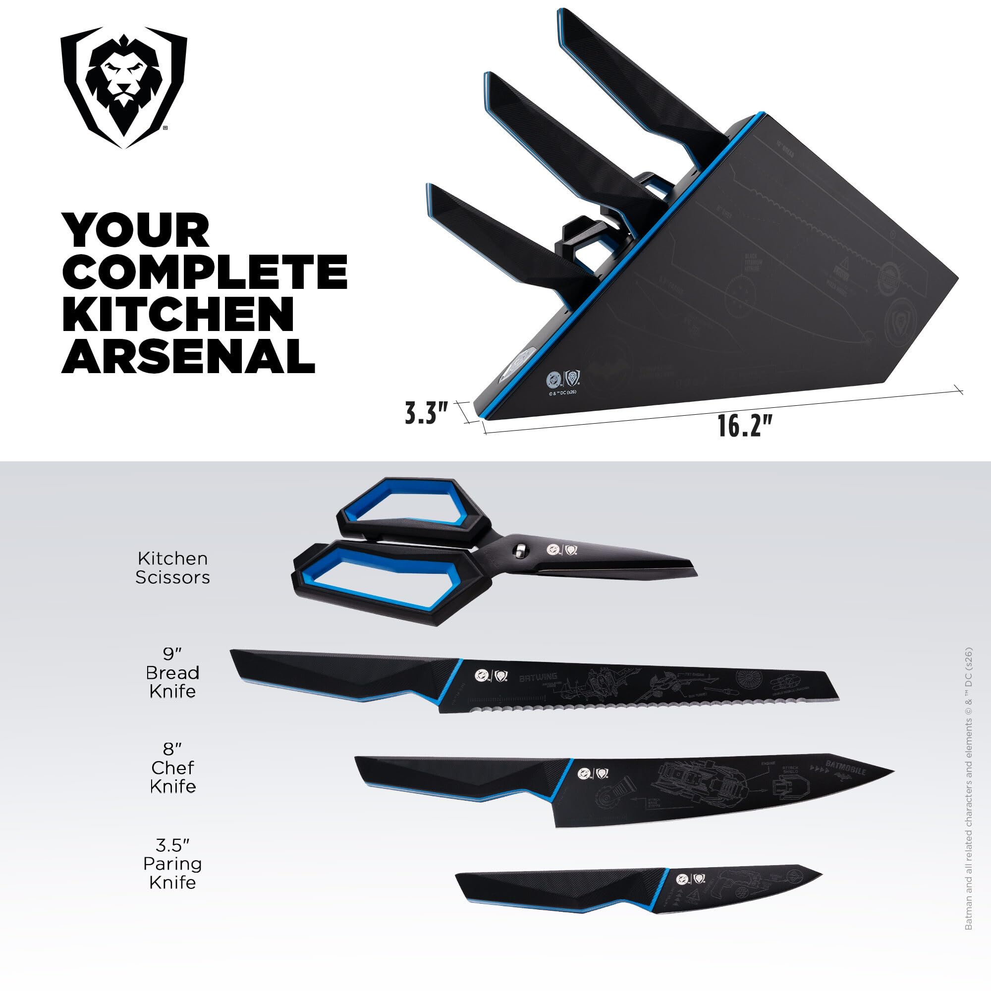 DALSTRONG Knife Block Set - BATMAN™ Edition - Shadow Black Edition - High Carbon 7Cr17MoV Steel - Black Titanium Kitchen Knife - Collection Item - G10 Handles - Chef's Knife Cooking Chef Knife - Image 6