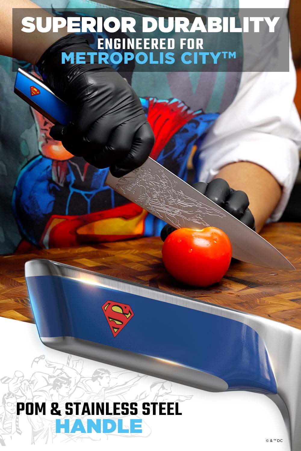 Dalstrong Knife Set-2pc- DC SUPERMAN™ Licensed Edition-8" Chef Knife & 4" Paring Knife-Premium German Stainless Steel-POM Handle Kitchen Knife Set-Leather Sheaths - Image 4