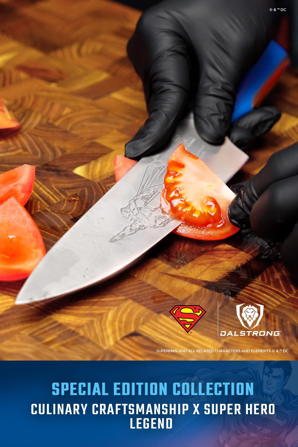 Dalstrong Knife Set-2pc- DC SUPERMAN™ Licensed Edition-8" Chef Knife & 4" Paring Knife-Premium German Stainless Steel-POM Handle Kitchen Knife Set-Leather Sheaths - Image 7