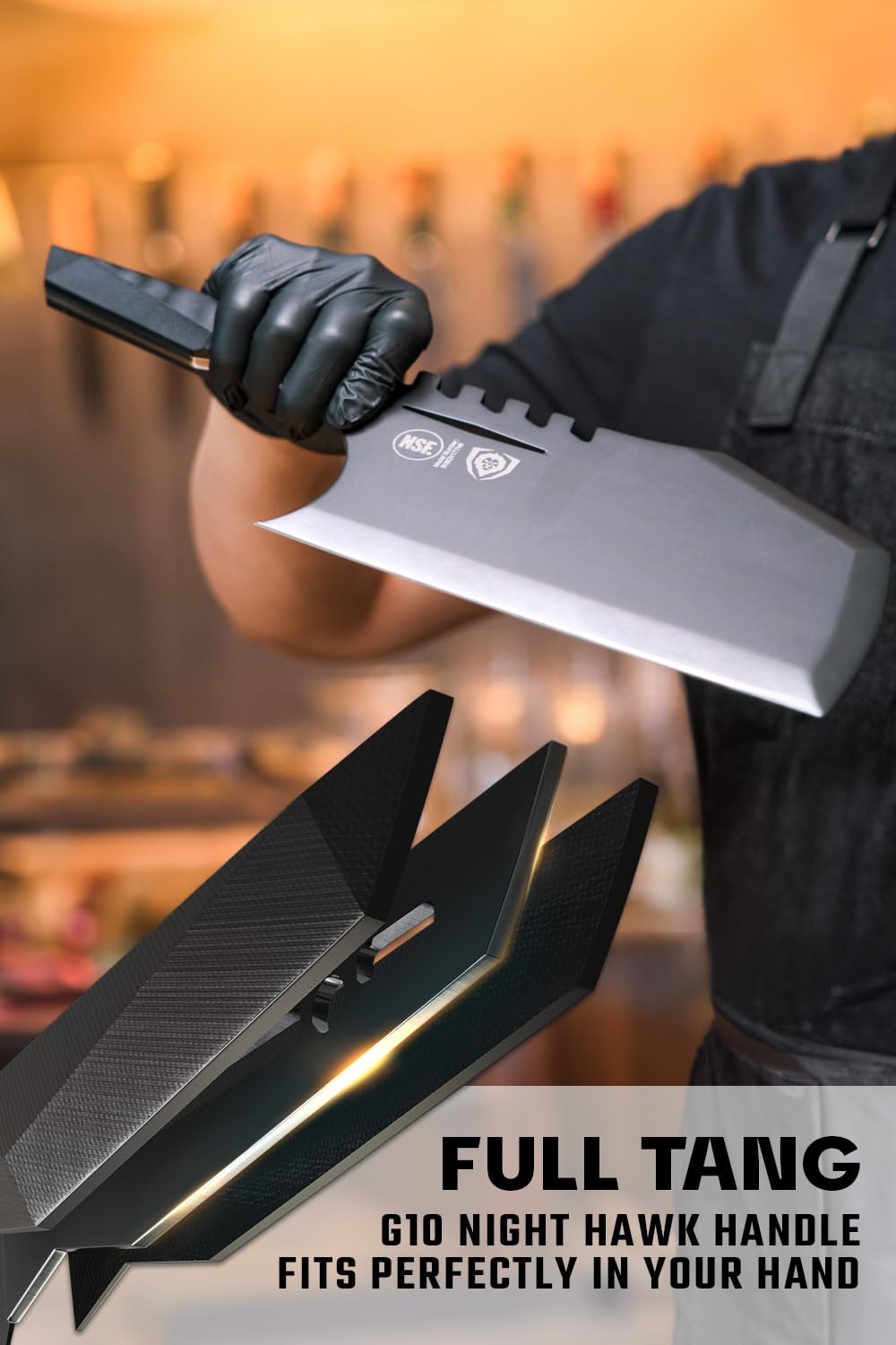 Dalstrong Massive Meat Cleaver Knife-9"-Obliterator-Shadow Black Series-Titanium Nitride Coated-High Carbon Steel-Heavy Duty Gift-Razor Sharp-w/Sheath-NSF Certified - Image 4