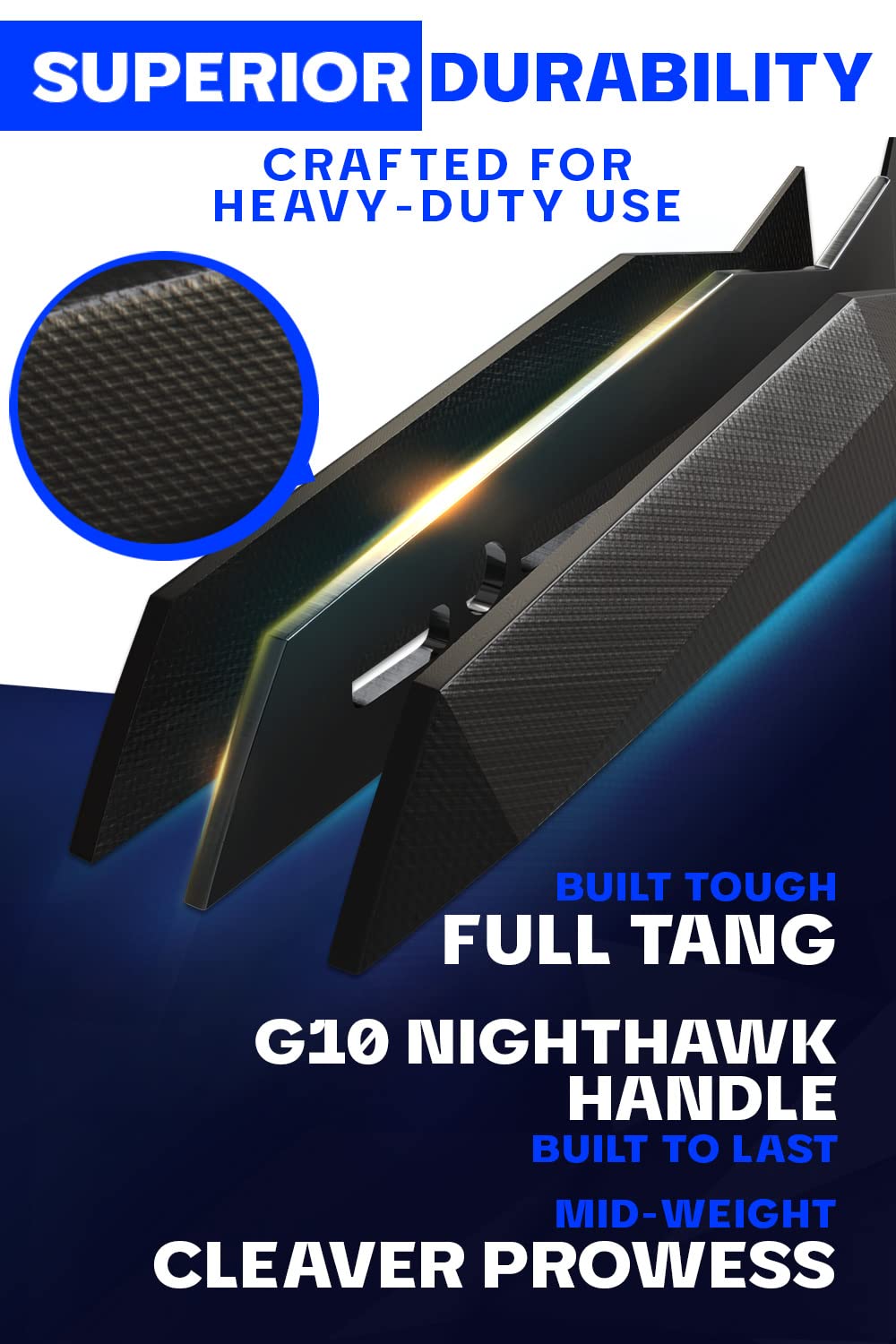 Dalstrong Meat Cleaver Knife-7"-Shadow Black Series-Titanium Nitride Coated-High Carbon Vacuum Treated Steel-Razor Sharp Kitchen Knife Gift-Sheath-NSF Certified - Image 3