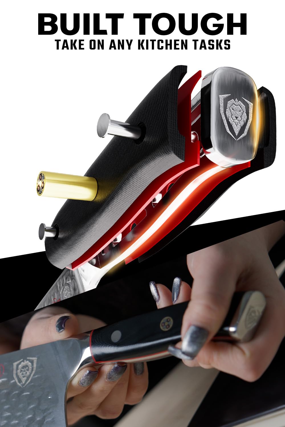 Dalstrong Meat Cleaver Knife - 7" - Shogun Series ELITE - Razor Sharp - Japanese Super Steel - Damascus Knife - Hammered Finish - Heavy Duty Gift Cooking Knife - w/Sheath - Image 3