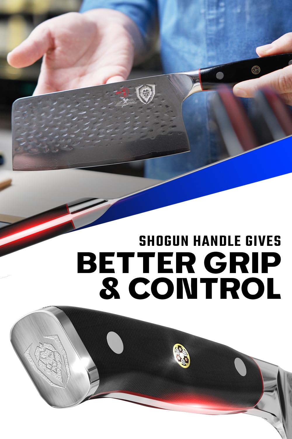 Dalstrong Meat Cleaver Knife - 7" - Shogun Series ELITE - Razor Sharp - Japanese Super Steel - Damascus Knife - Hammered Finish - Heavy Duty Gift Cooking Knife - w/Sheath - Image 4