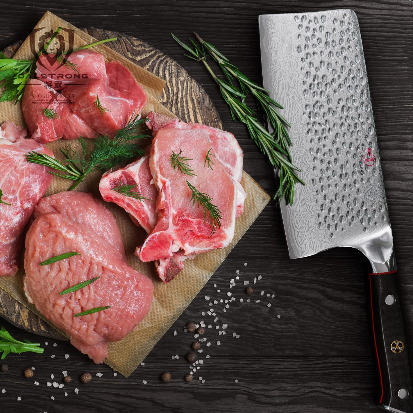 Dalstrong Meat Cleaver Knife - 7" - Shogun Series ELITE - Razor Sharp - Japanese Super Steel - Damascus Knife - Hammered Finish - Heavy Duty Gift Cooking Knife - w/Sheath - Image 7