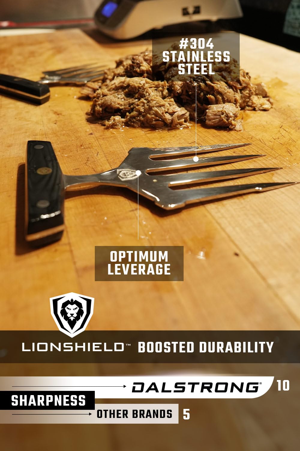 Dalstrong Meat Shredding Claws - Multi-Use Shredding Tool - Lifting, Pulling, Handling Utensils - x2 - Premium HC Stainless Steel G10 Hanlde -BBQ Meats, Brisket & More - Image 5