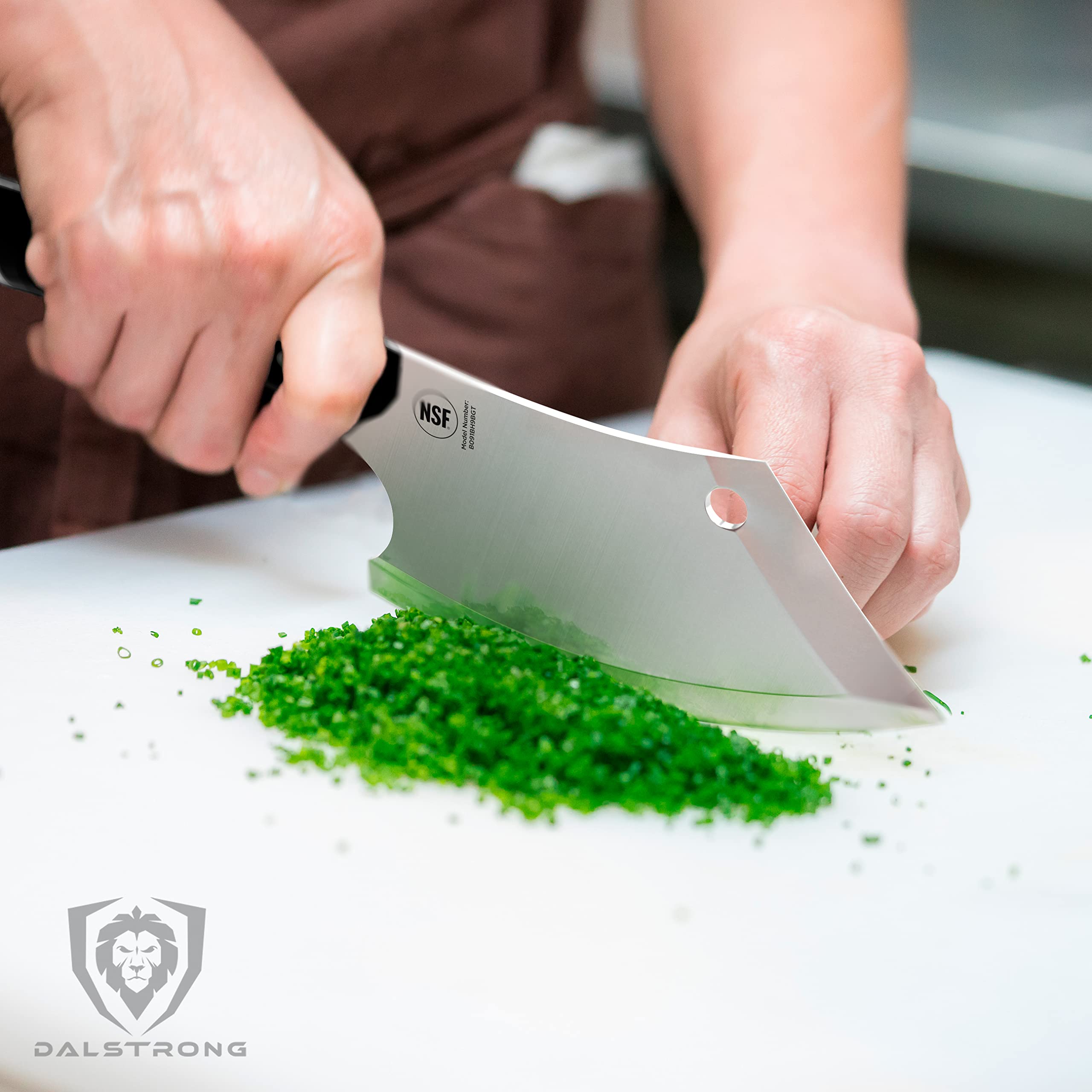 Dalstrong Mini Rocking Cleaver Knife - 6.5 inch - Gladiator Series 'R' - 7CR17MOV High Carbon Steel - Razor Sharp Kitchen Knife - Black G10 Handle - Meat Cleaver, Vegetable Knife - NSF Certified - Image 9