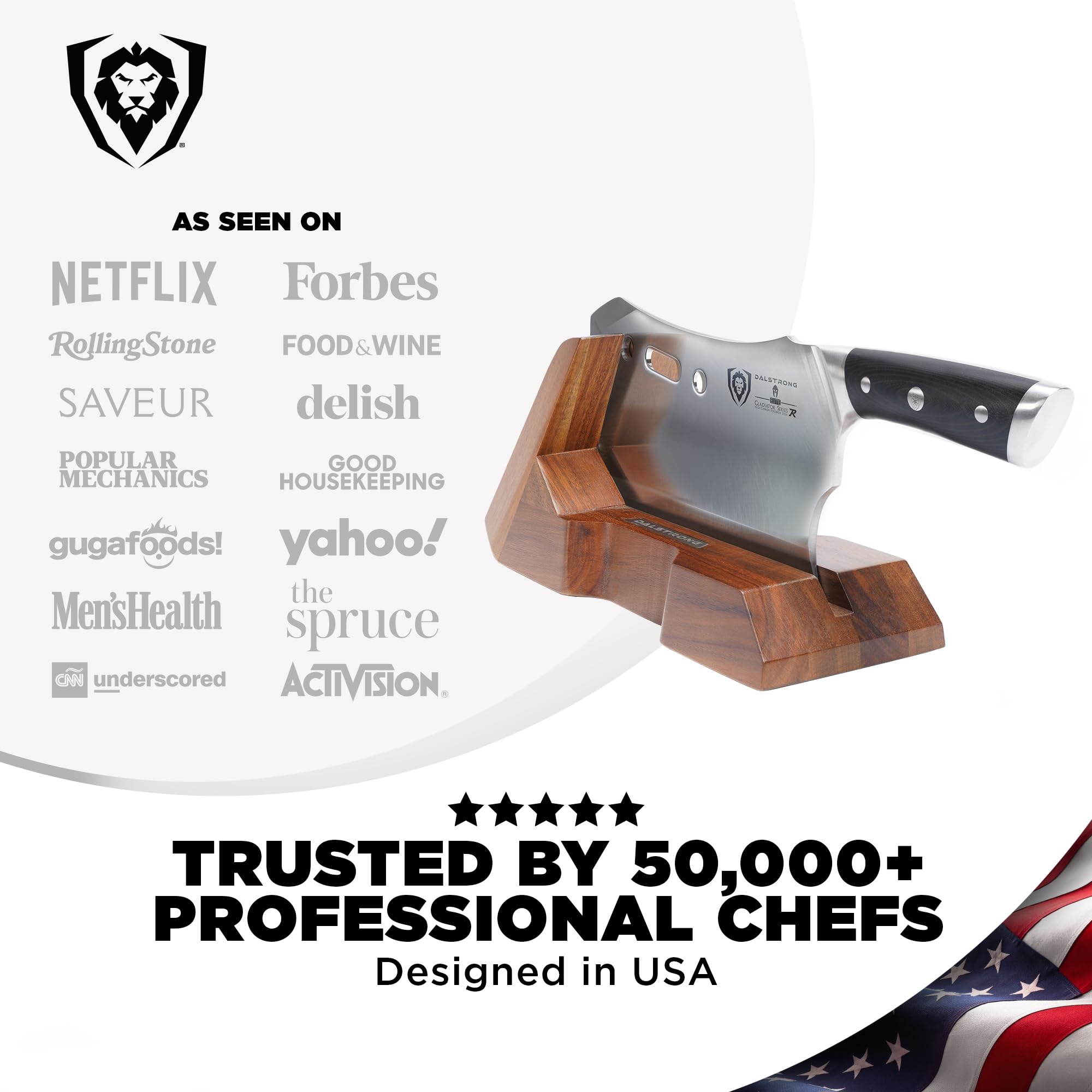 Dalstrong Obliterator Meat Cleaver Knife 9 inch - Wood Stand & Sheath - 3lbs 6mm Thick Butcher Knife - 7CR17MOV Carbon Steel - Gladiator Series R - Heavy Duty Chopping Knife - G10 Handle Chef's Knife - Image 7