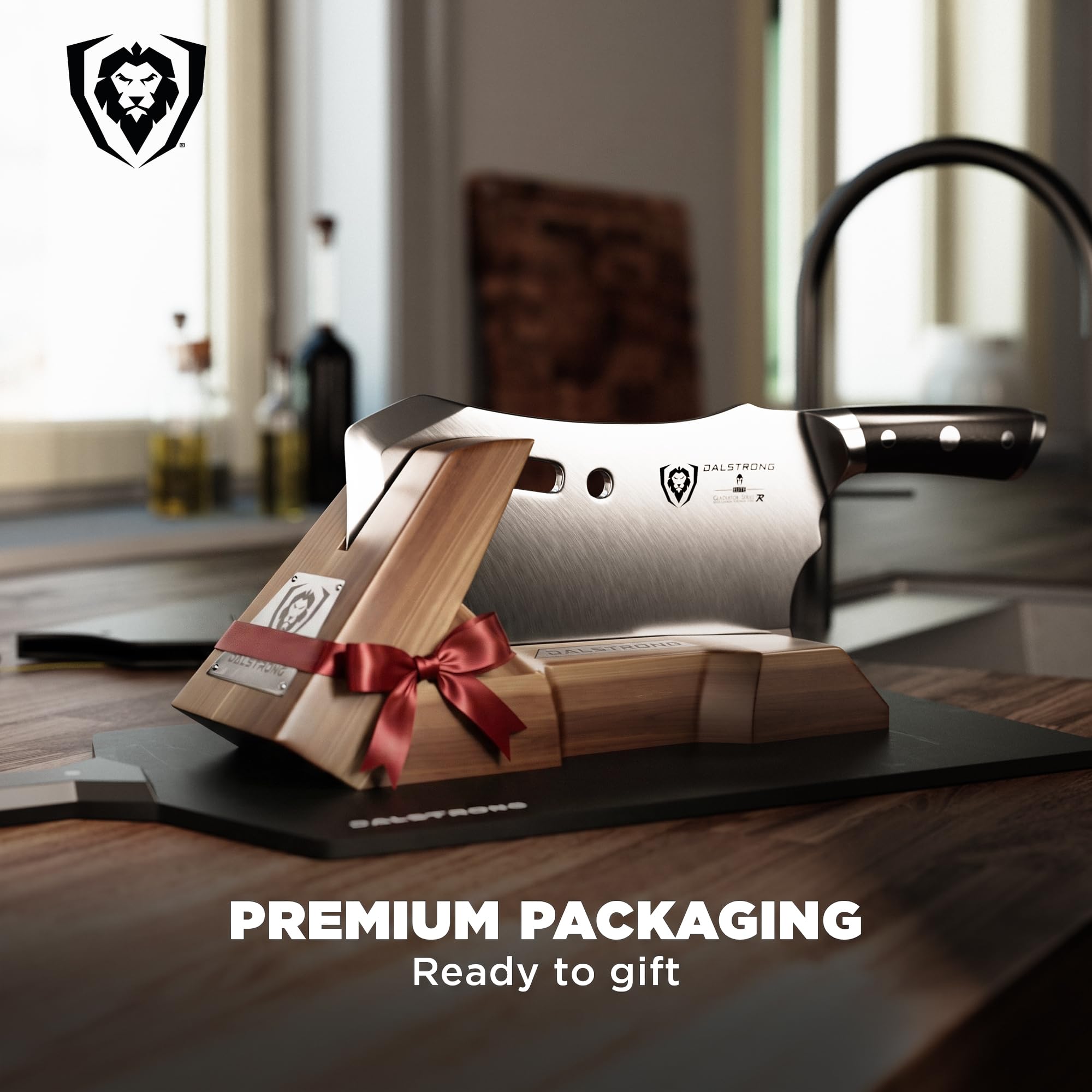 Dalstrong Obliterator Meat Cleaver Knife 9 inch - Wood Stand & Sheath - 3lbs 6mm Thick Butcher Knife - 7CR17MOV Carbon Steel - Gladiator Series R - Heavy Duty Chopping Knife - G10 Handle Chef's Knife - Image 8