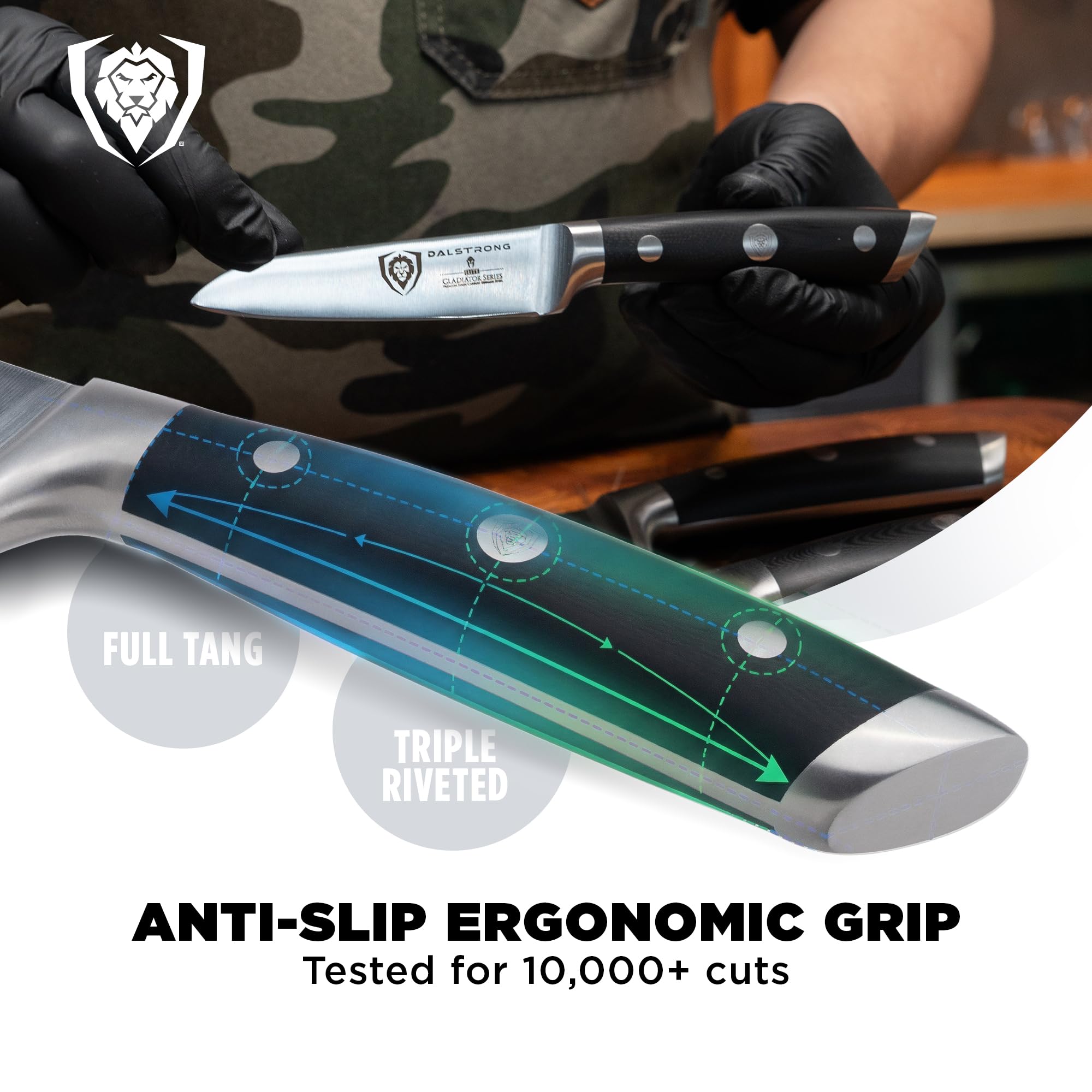 Dalstrong Paring Knife - 3.5 inch - Forged High-Carbon German Steel - Black G10 Handle - Sheath - Small Knife Fruit Vegetable Cutting Knife - Gladiator Series Elite - Razor Sharp Kitchen Knife - NSF - Image 4