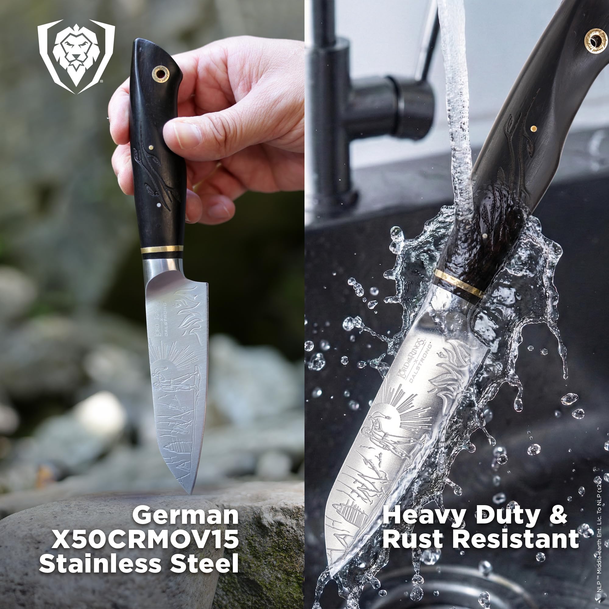 Dalstrong Paring Knife - 4 inch - Lord of the Rings™ Edition - Official Licensed Collection - Hobbits - Premium German X50CRMOV15 Steel - Ebony Wood Handle - Leather Sheath - Image 3