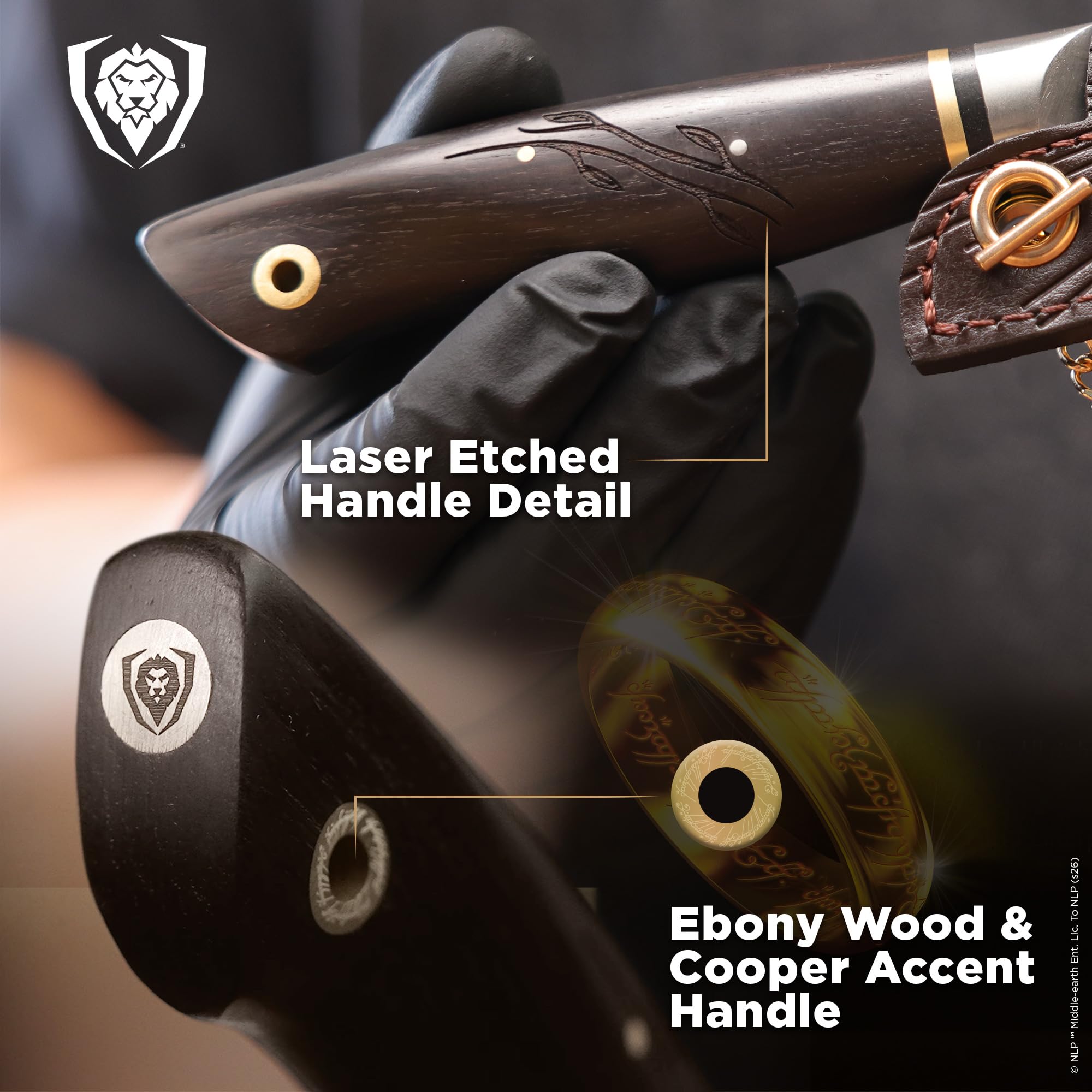 Dalstrong Paring Knife - 4 inch - Lord of the Rings™ Edition - Official Licensed Collection - Hobbits - Premium German X50CRMOV15 Steel - Ebony Wood Handle - Leather Sheath - Image 4