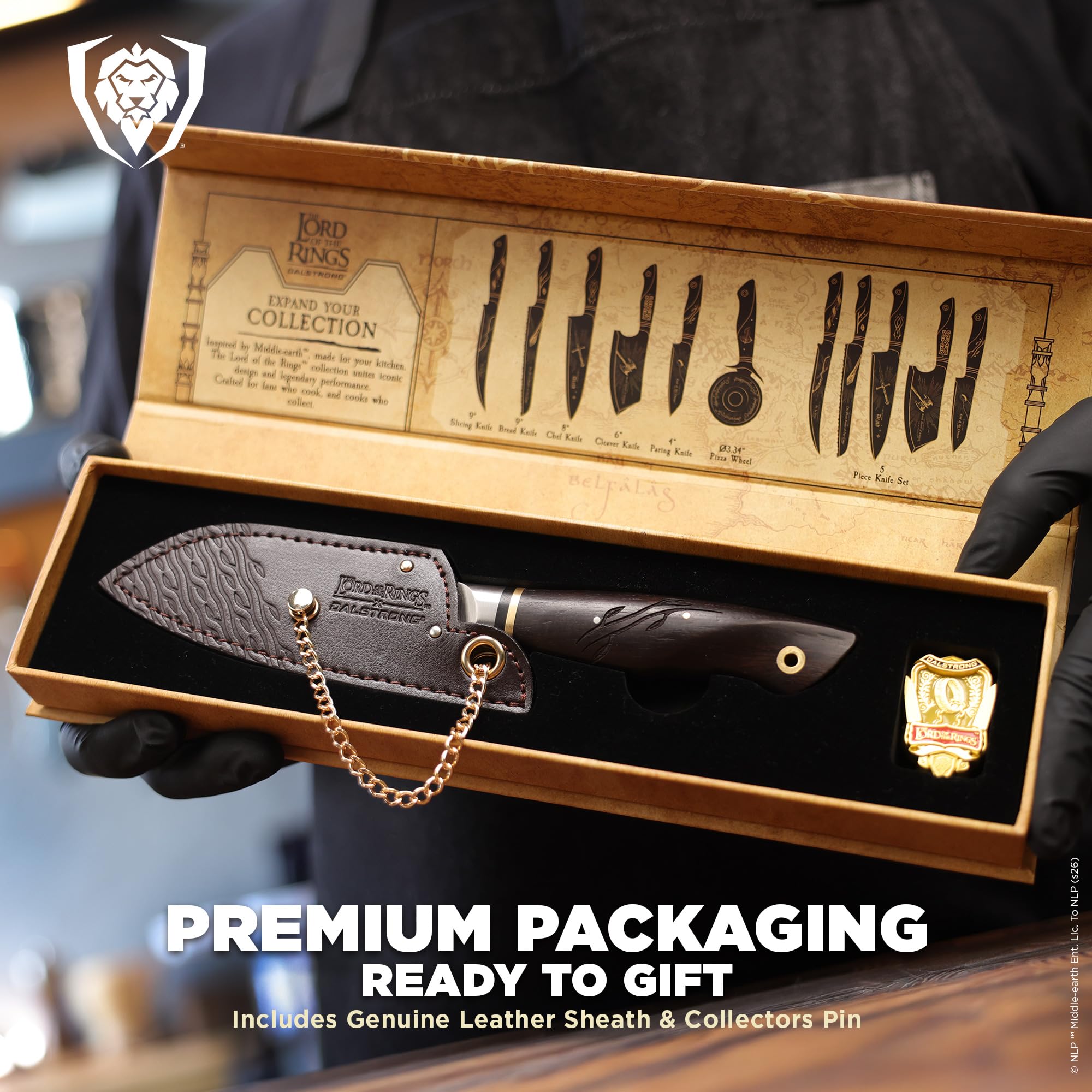 Dalstrong Paring Knife - 4 inch - Lord of the Rings™ Edition - Official Licensed Collection - Hobbits - Premium German X50CRMOV15 Steel - Ebony Wood Handle - Leather Sheath - Image 7